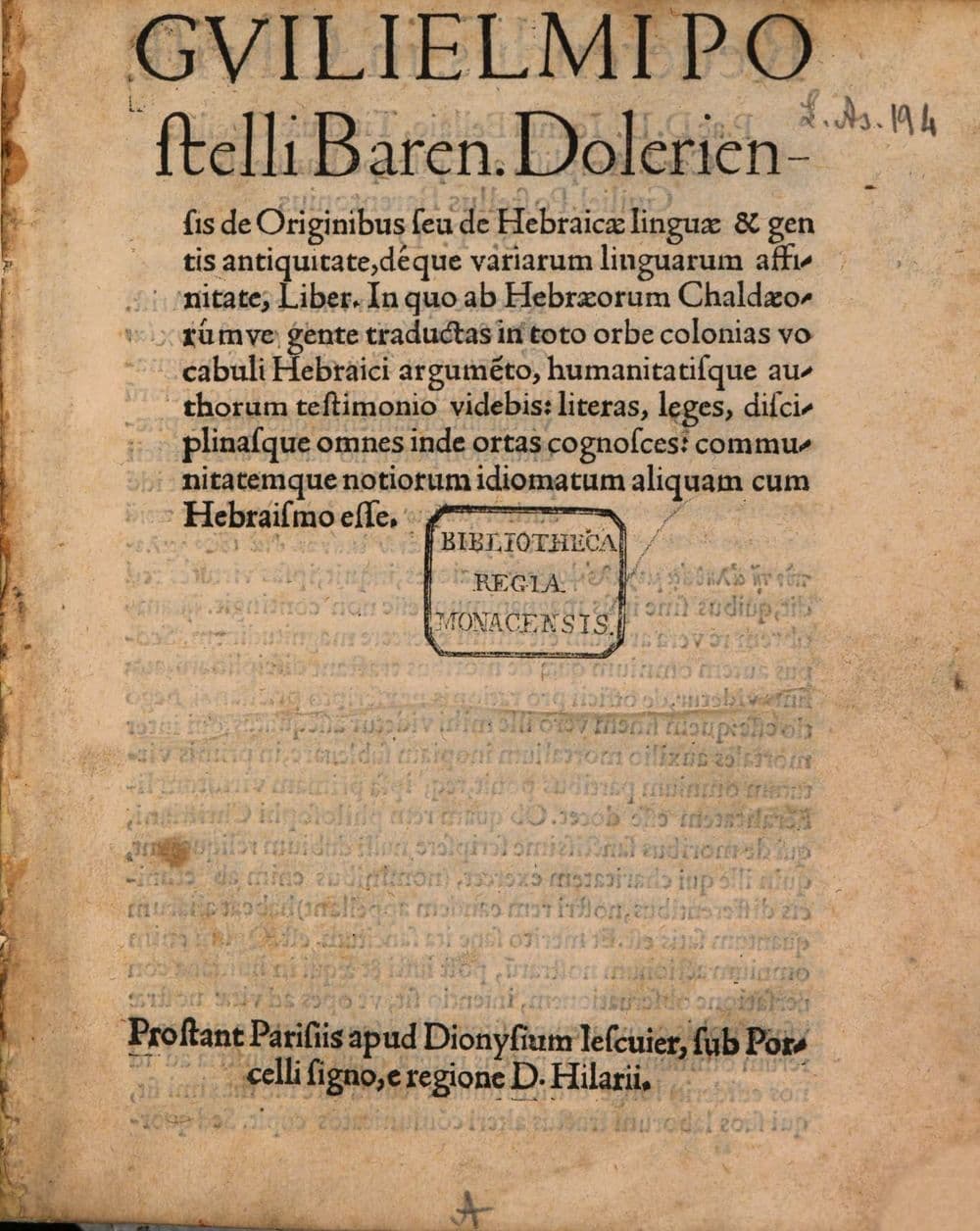 De Originibus seu de Hebraicae linguae antiquitate Liber