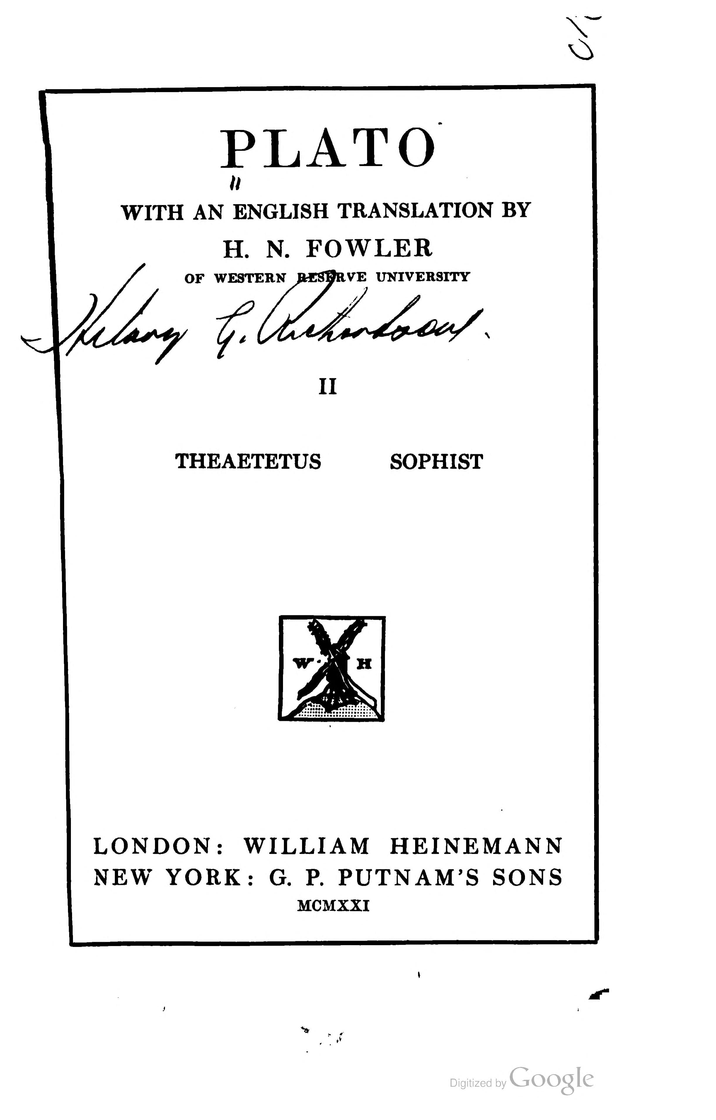 Plato Theaetetus & Sophist