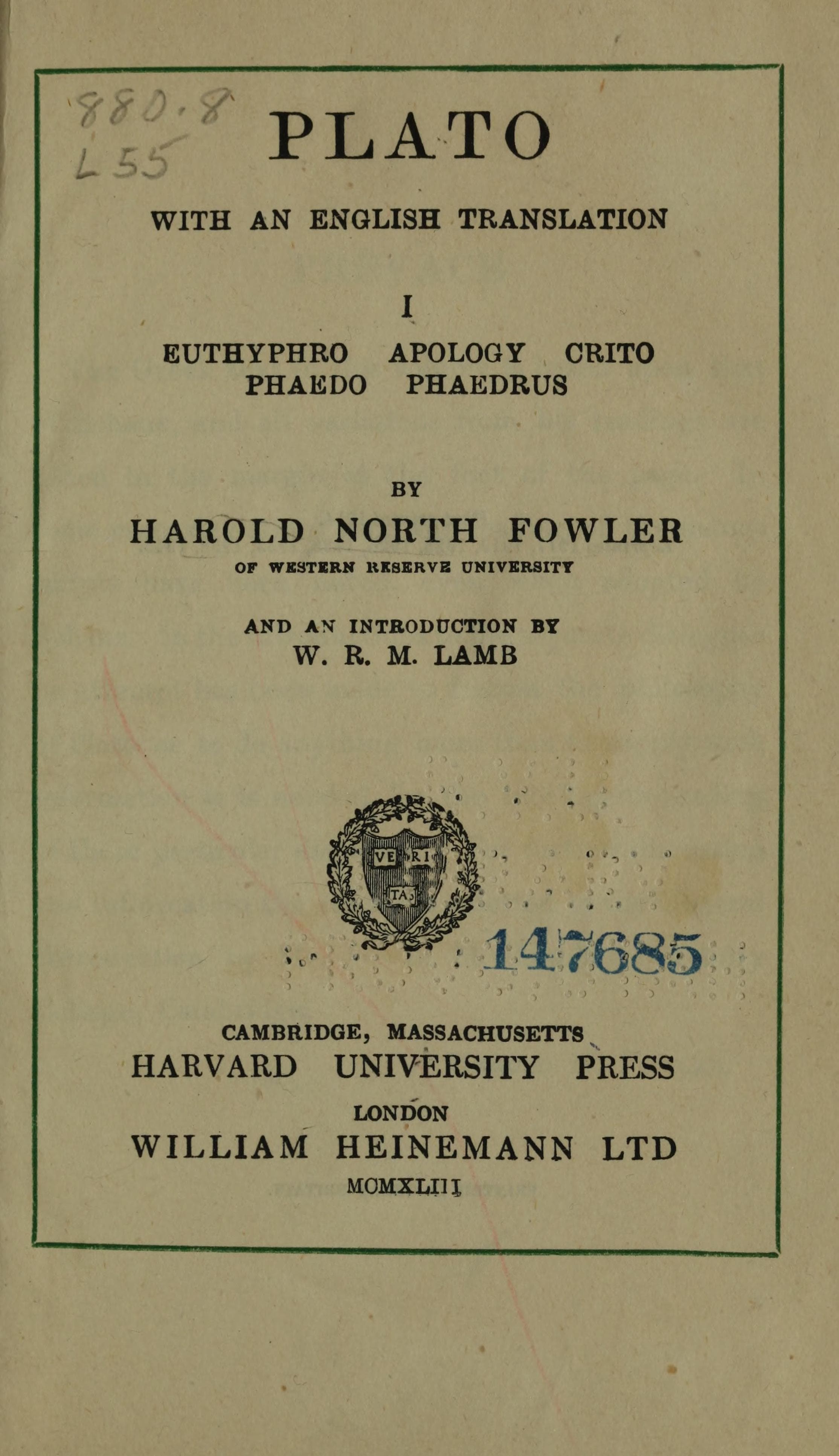 Plato Euthyphro, Apology, Crito, Phaedo, Phaedrus