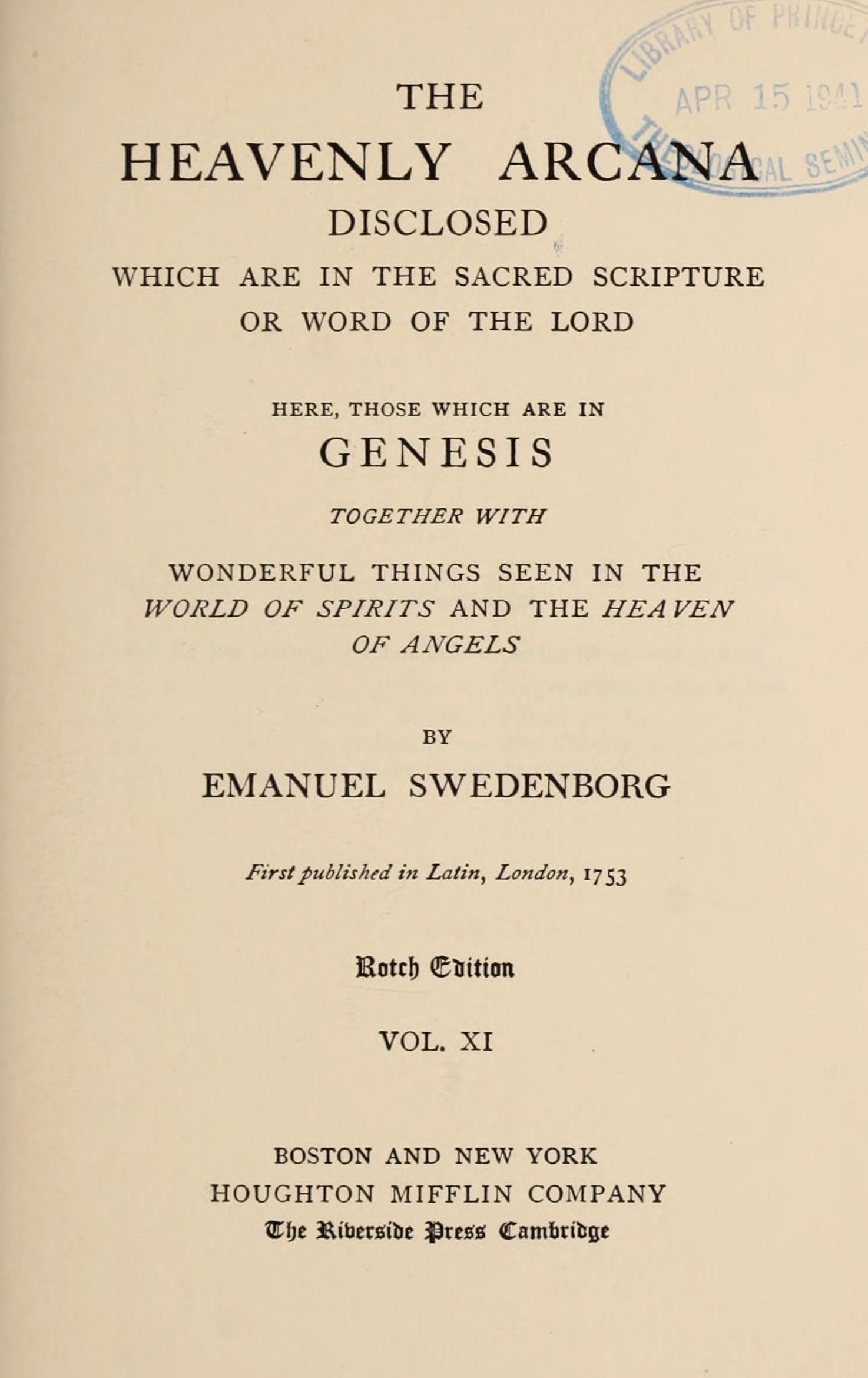 Swedenborg Works Vol. 11