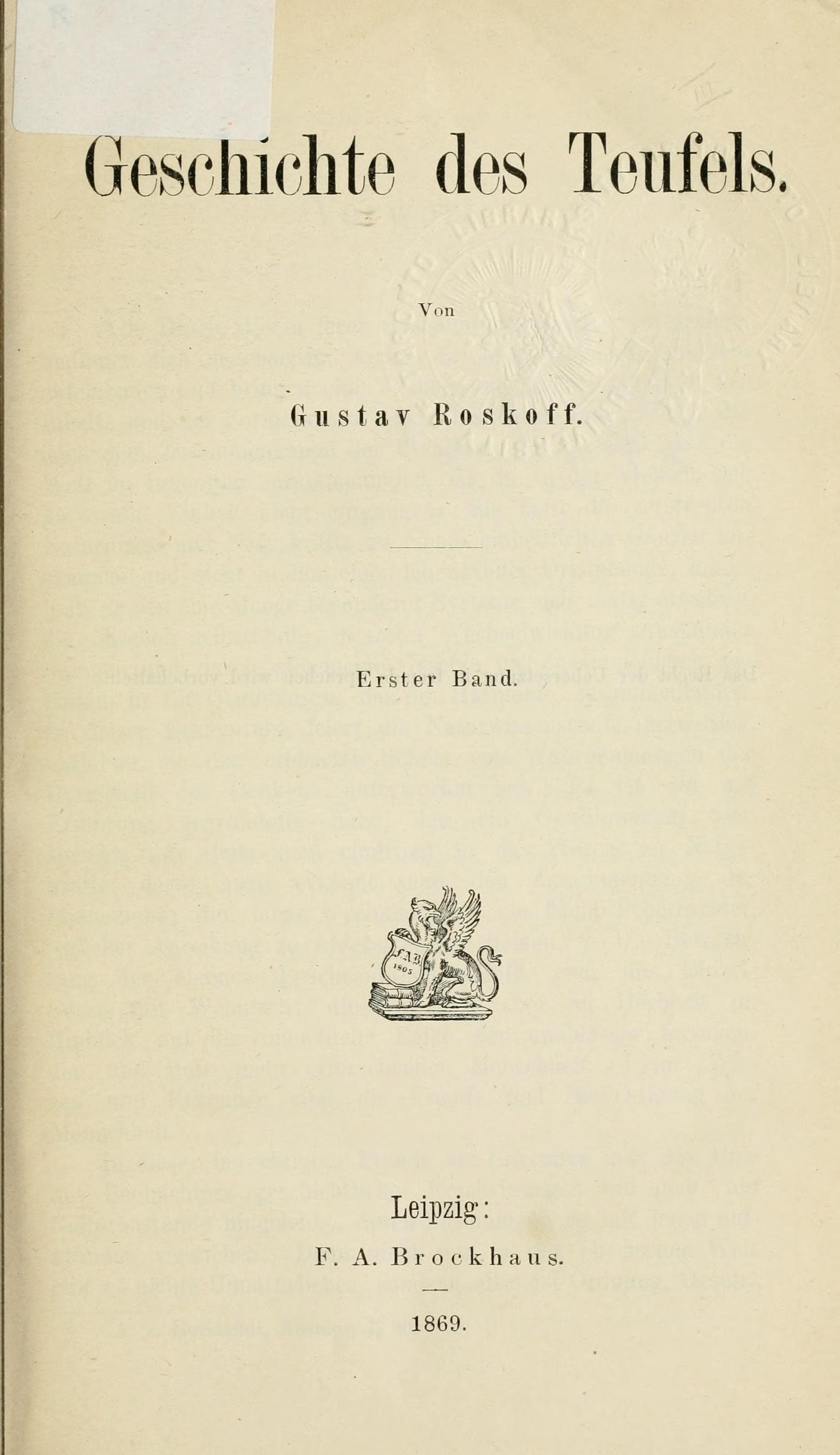 Geschichte des Teufels, Vol. I