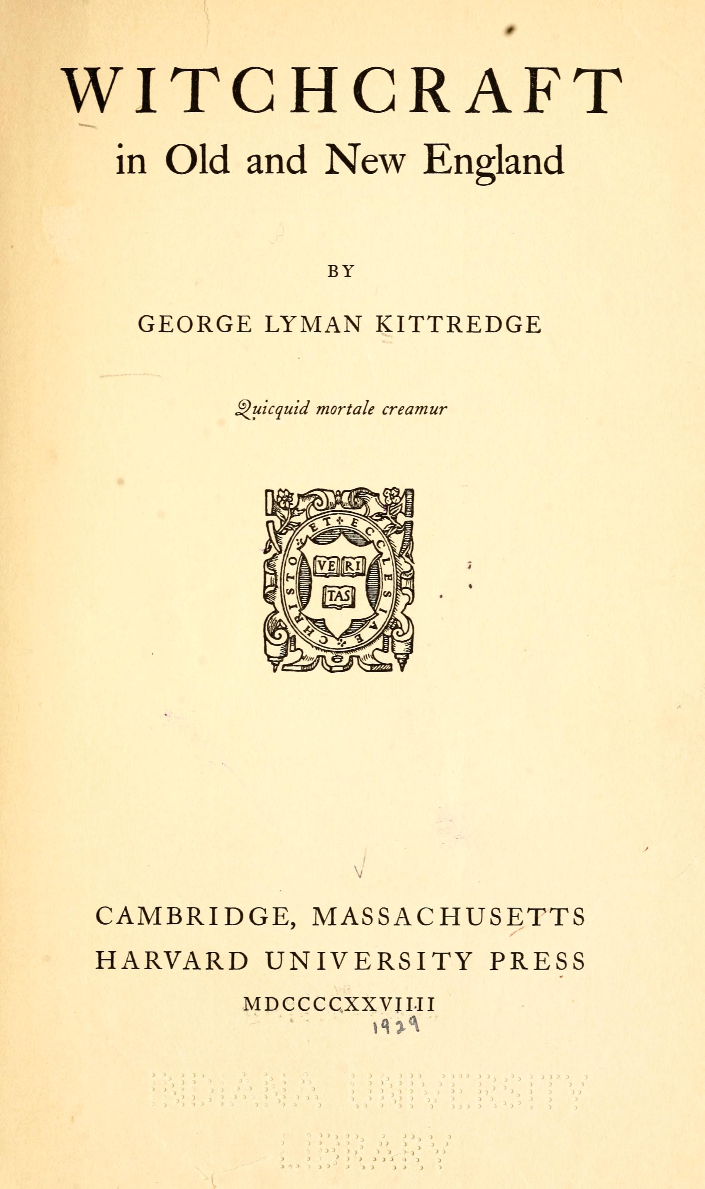 Witchcraft in Old and New England