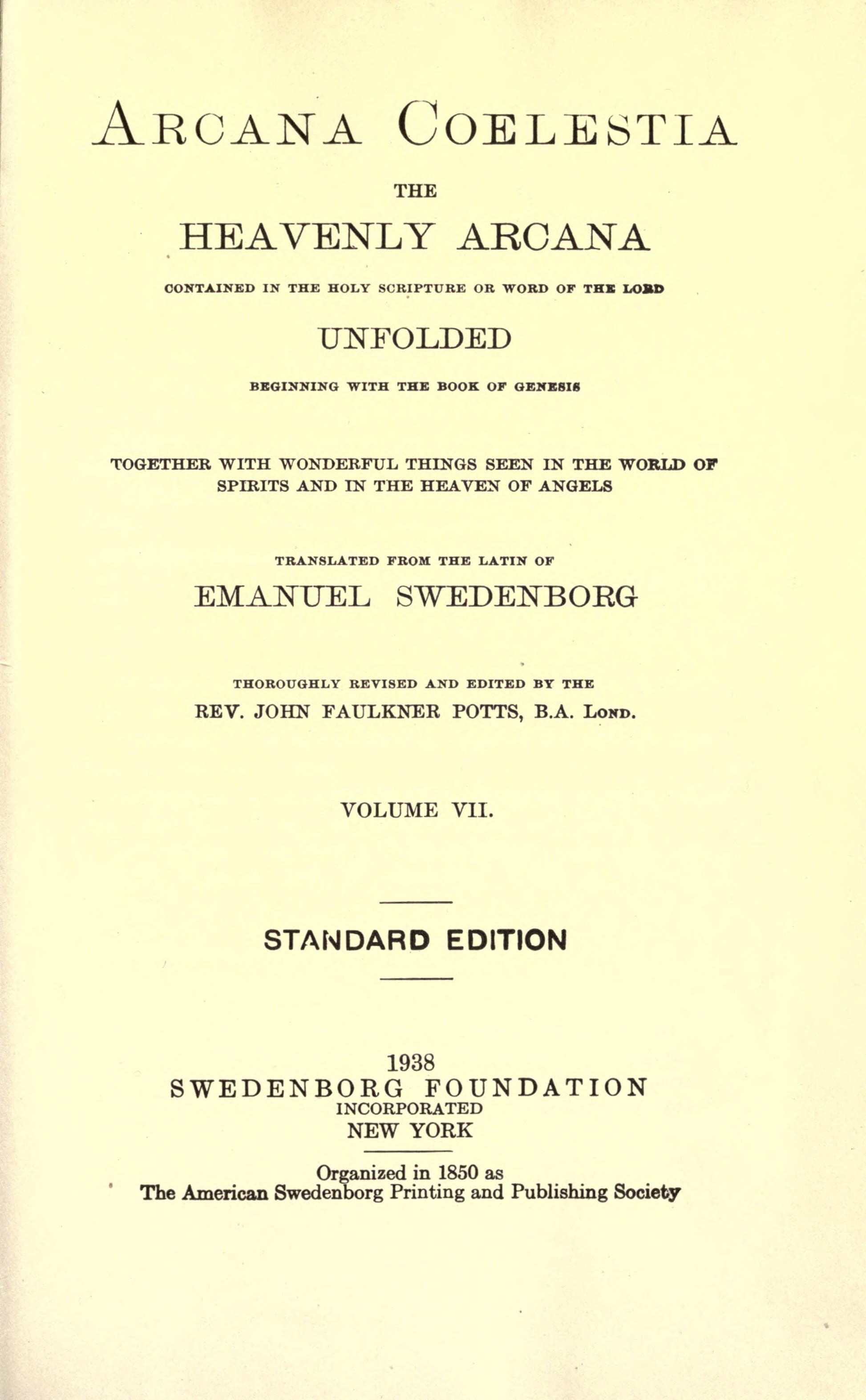 Arcana Coelestia, Vol. VII