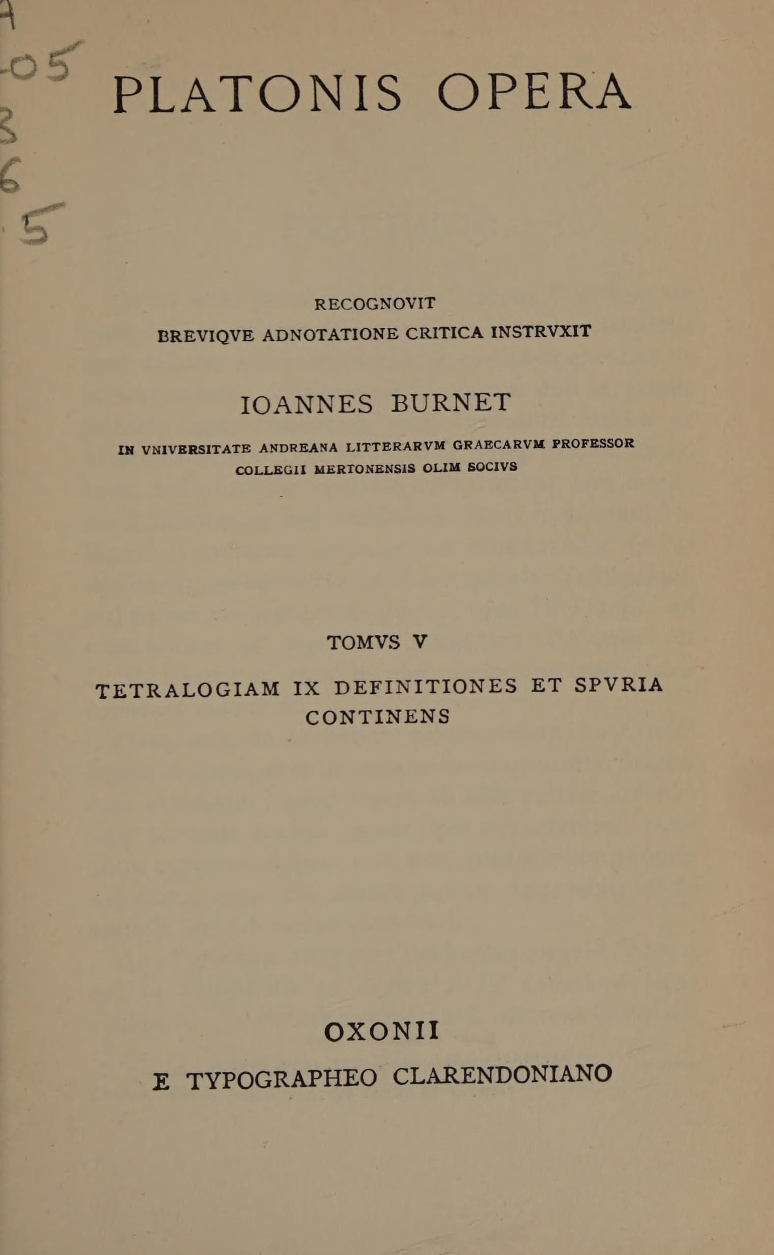 Platonis Opera (Laws, Definitions)