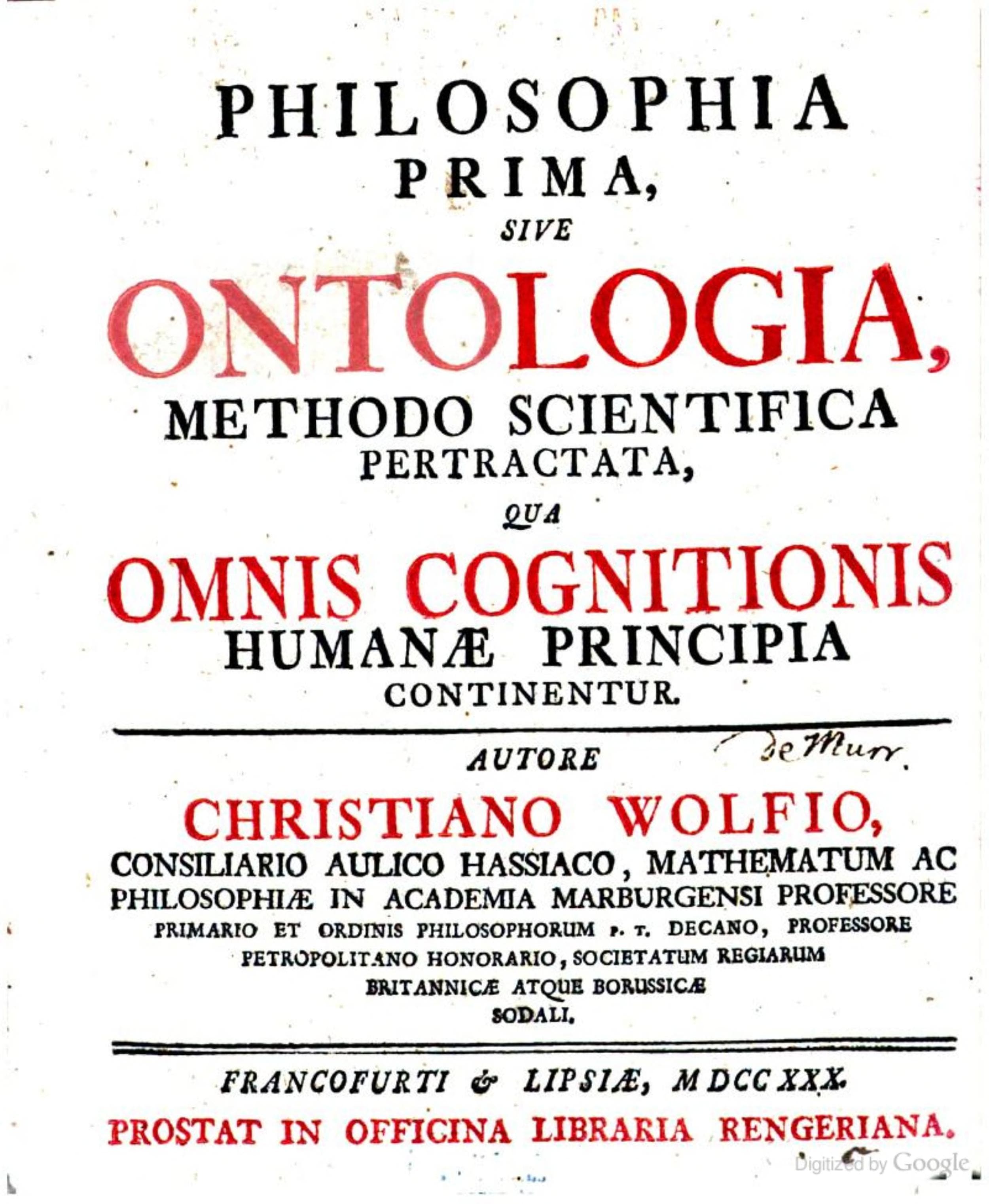 Philosophia Prima sive Ontologia