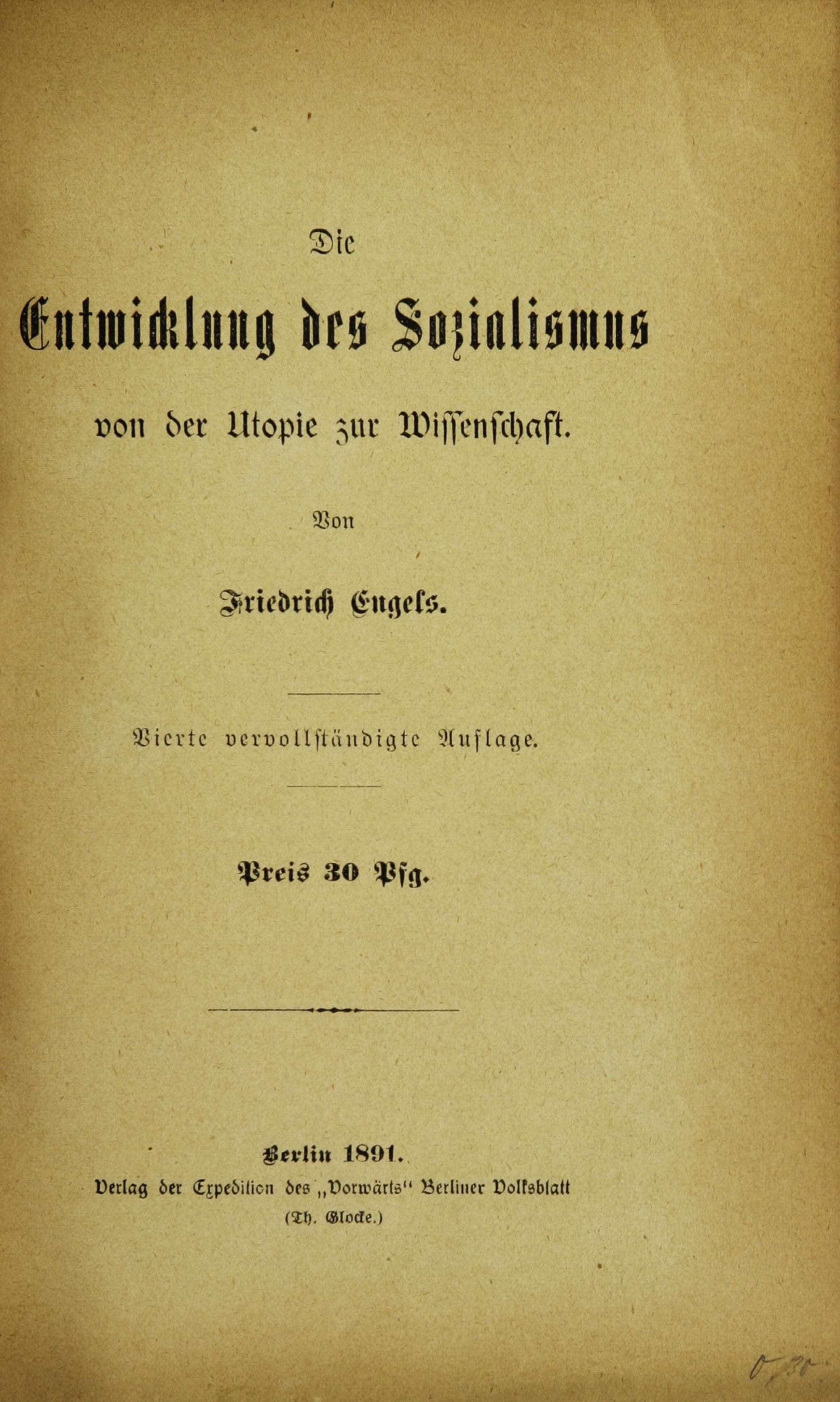 Die Entwicklung des Sozialismus von der Utopie zur Wissenschaft