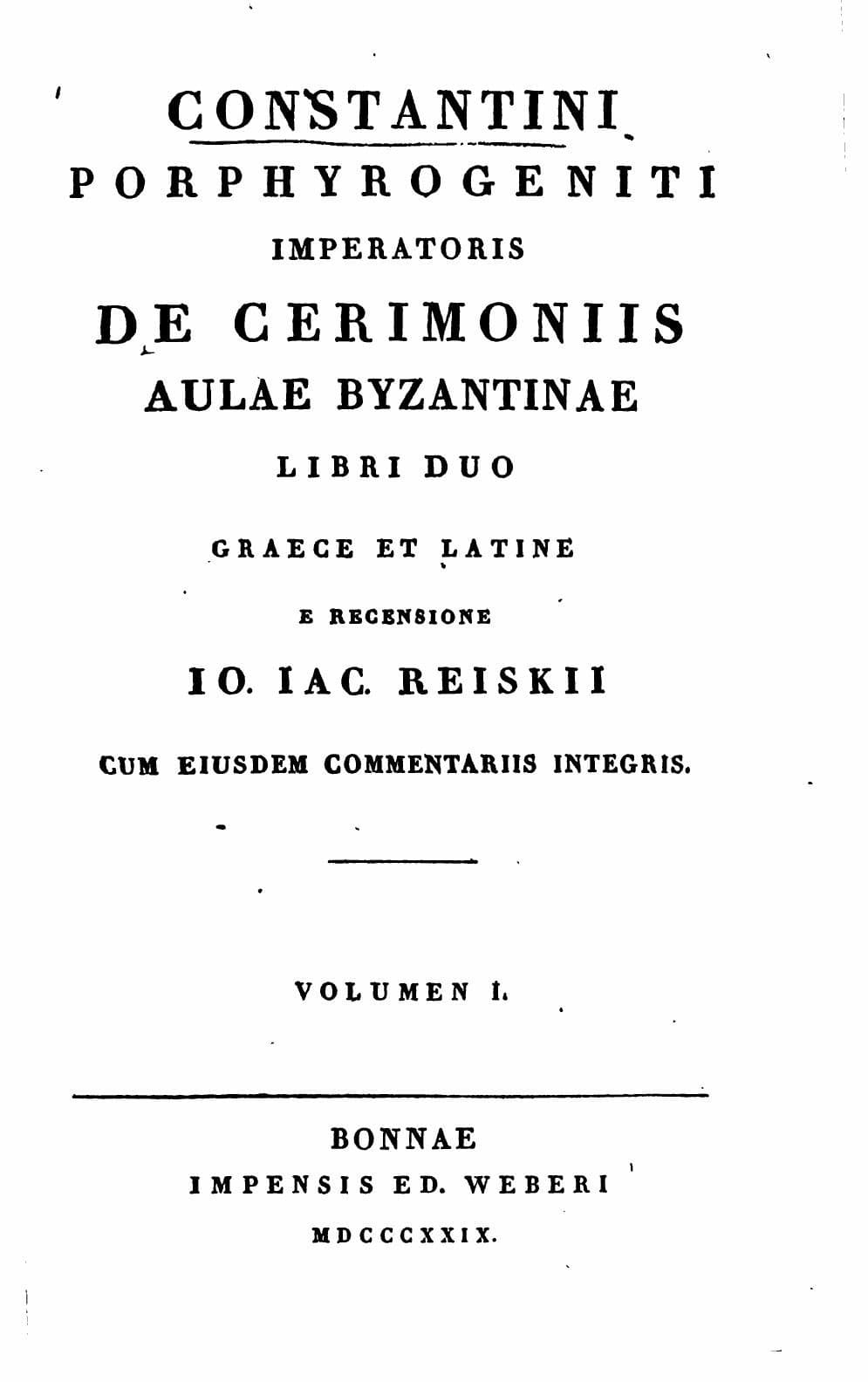 De cerimoniis aulae Byzantinae libri duo