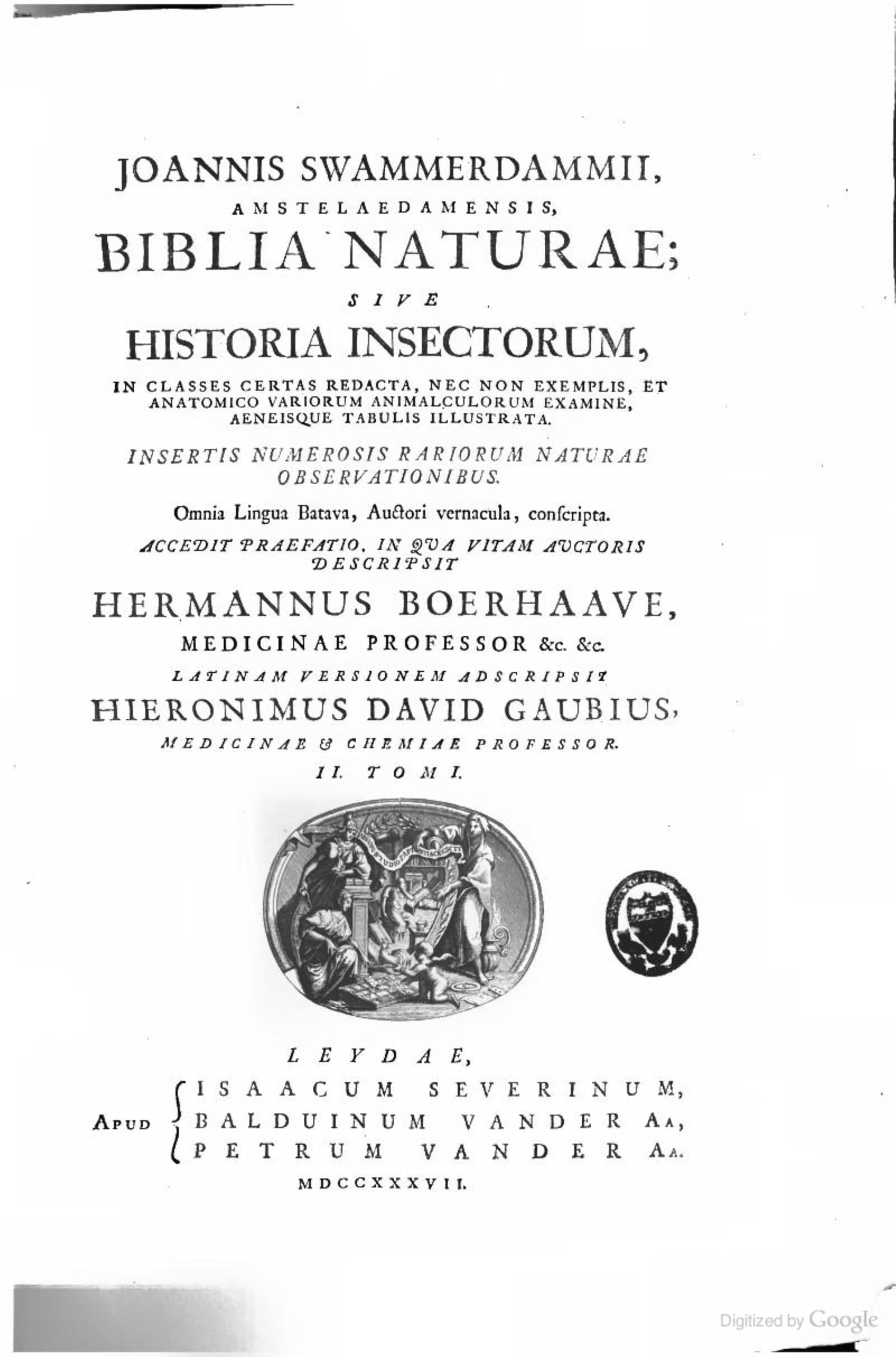 Biblia Naturae sive Historia Insectorum