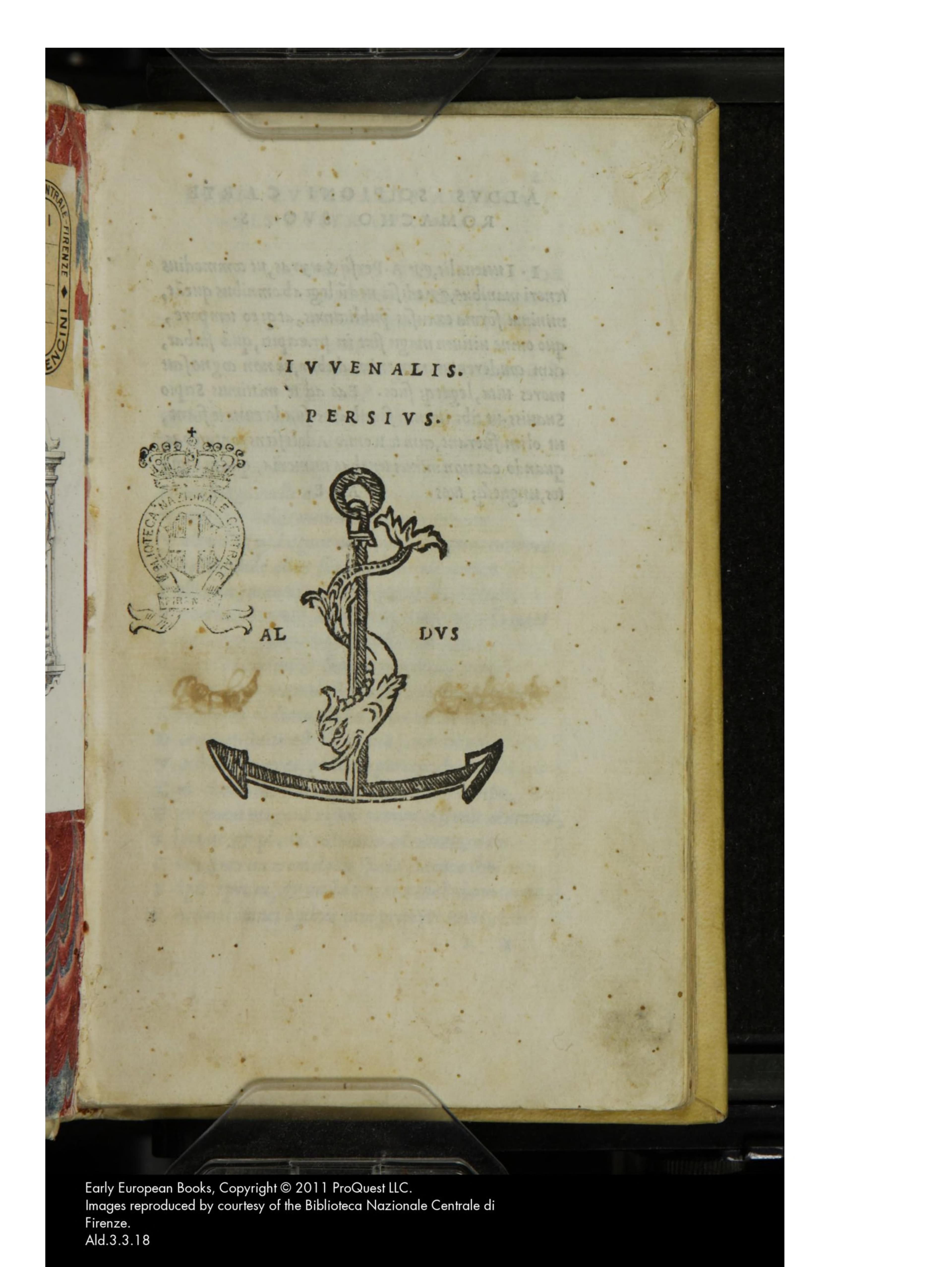 Juvenal and Persius, Saturae (Aldine Press)