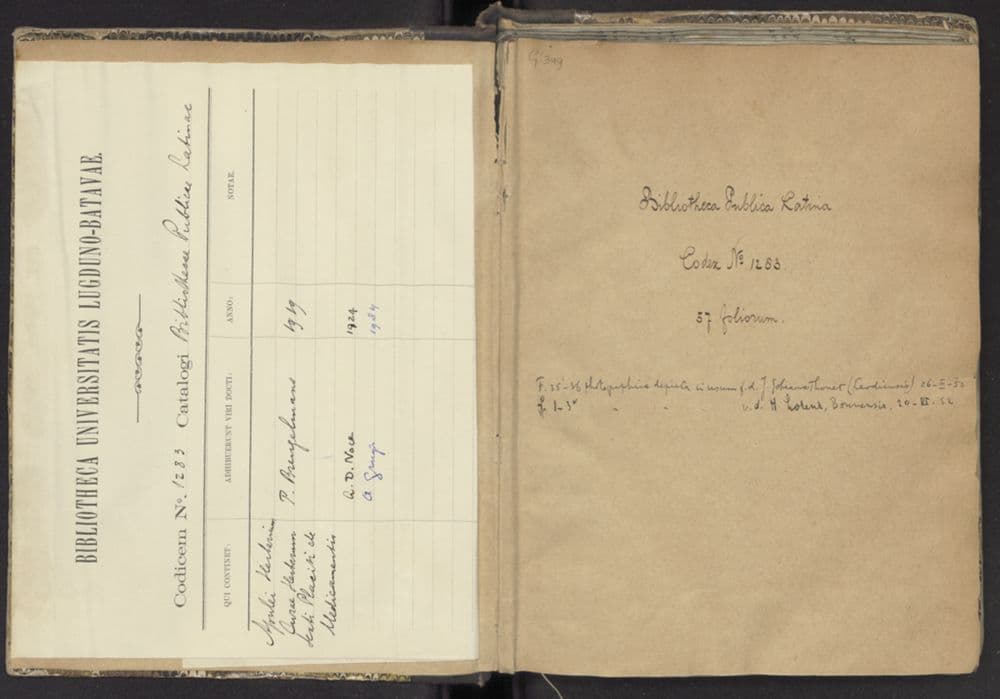 Herbarium / Pseudo-Apuleius; De medicamentis ex animalibus (BPL 1283)