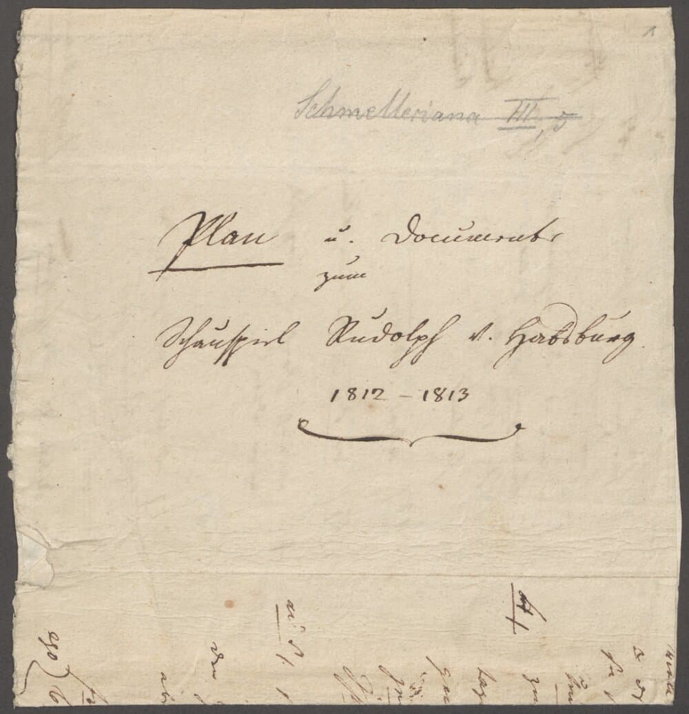 Nachlass von Johann Andreas Schmeller (1785 - 1852) - BSB Schmelleriana. IV.4, Johann Andreas Schmeller (1785-1852) Nachlass: Plan und Dokumente zum Schauspiel Rudolf von Habsburg - BSB Schmelleriana IV.4