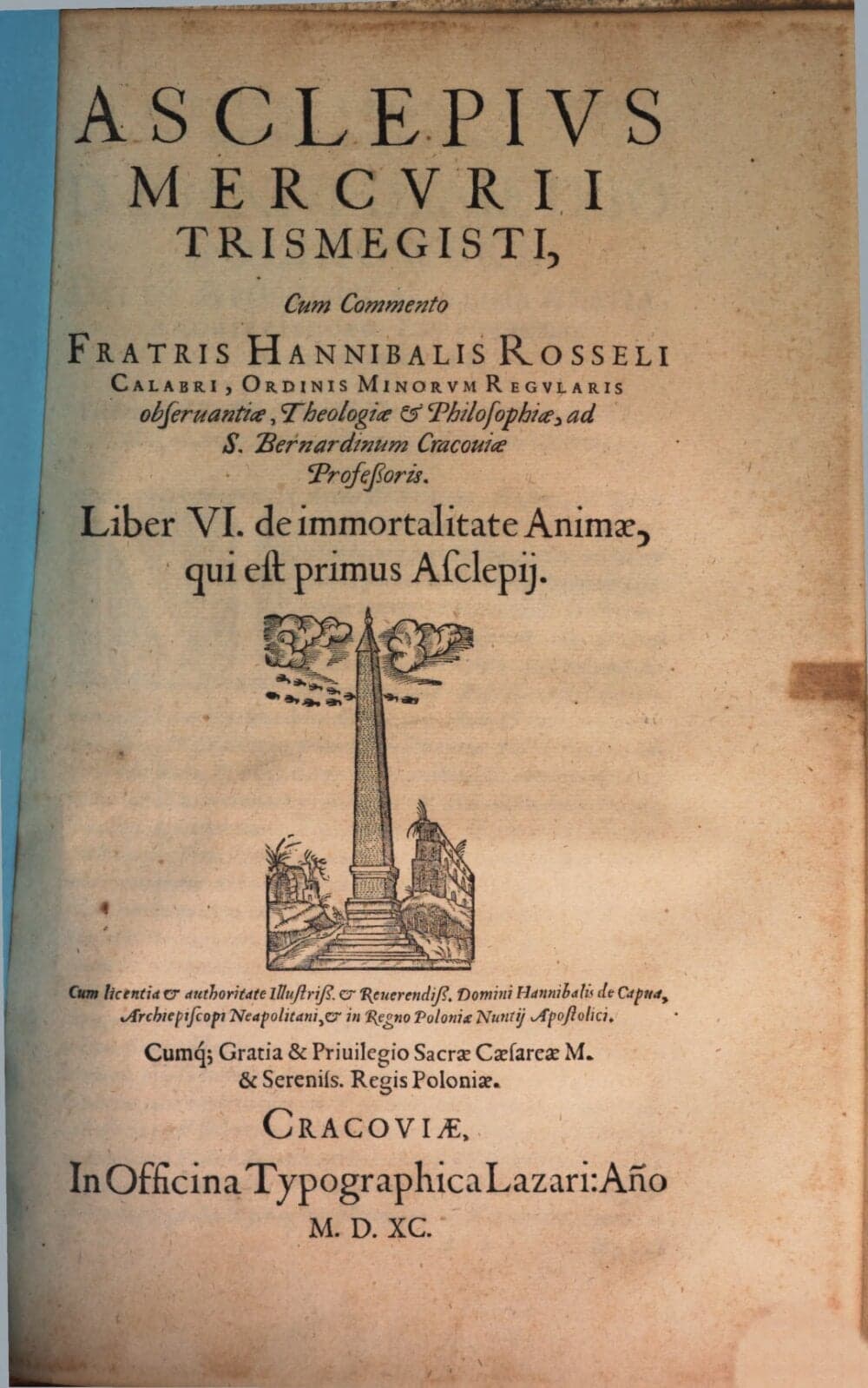 Asclepius Mercurii Trismegisti. 6, De immortalitate Animae, qui est primus Asclepii