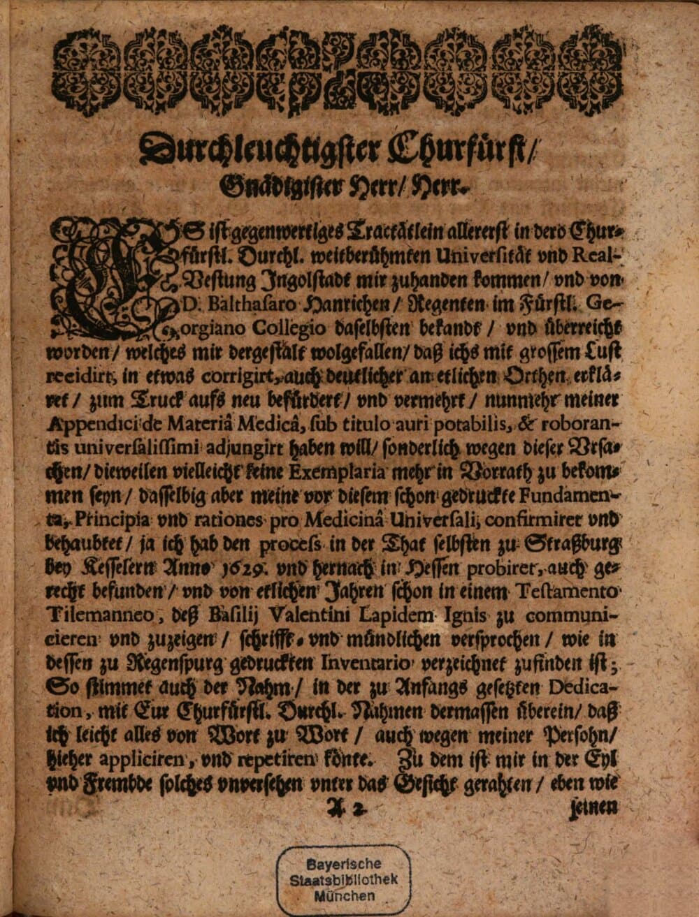 D. Tilemanni, ChymJarro Mathematici, Lapis Ignis Basilij, Das ist: Guldiner Apffel, Von dem Goldbaum deß jrrdischen Lebens decerpiret : durch welches Anatomi die geheime vnd verborgene Vniversal-Medicin, sambt andern hierzu nöthigen Wissenschafften, geoffenbaret wird