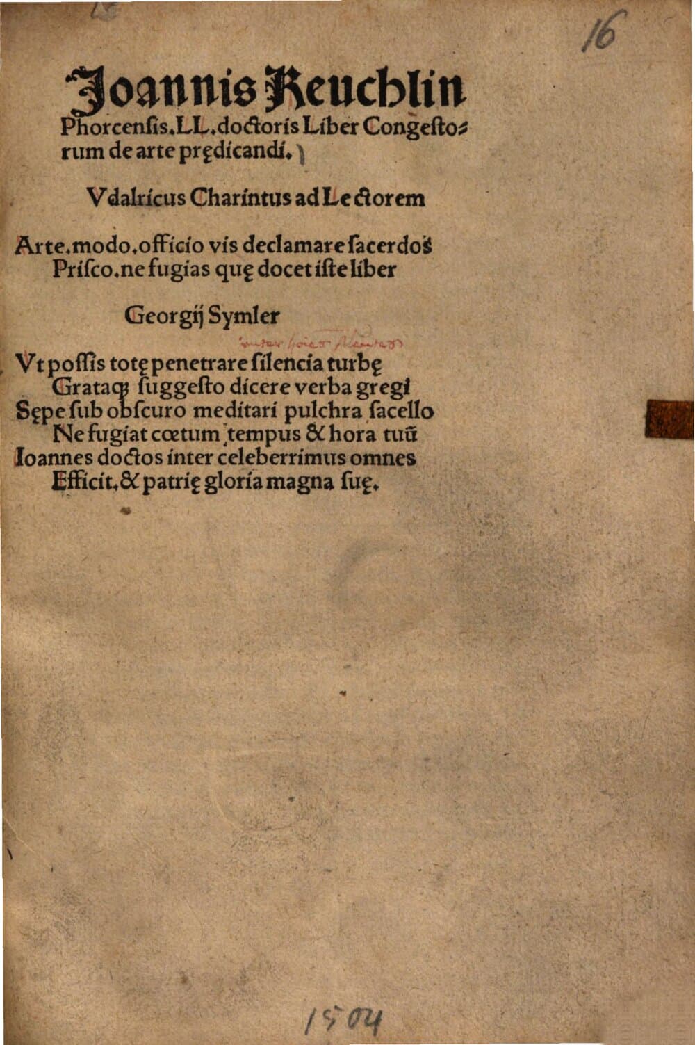 Ioannis Reuchlin Phorcensis ... Liber congestorum de arte praedicandi ...