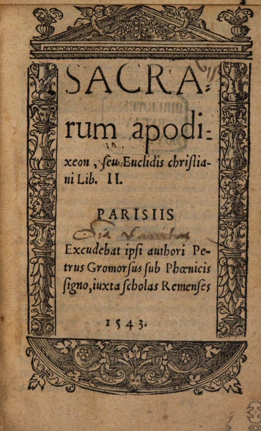 Sacrarum apodixeon, seu Euclidis Christiani lib. II