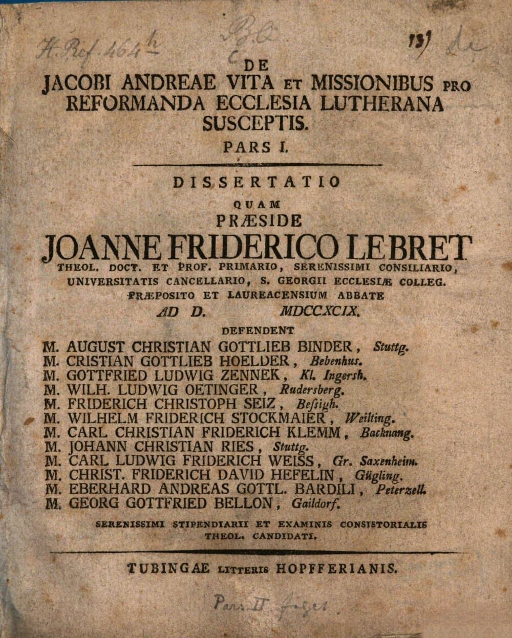 De Jacobi Andreae Vita Et Missionibus Pro Reformanda Ecclesia Lutherana Susceptis. Pars I