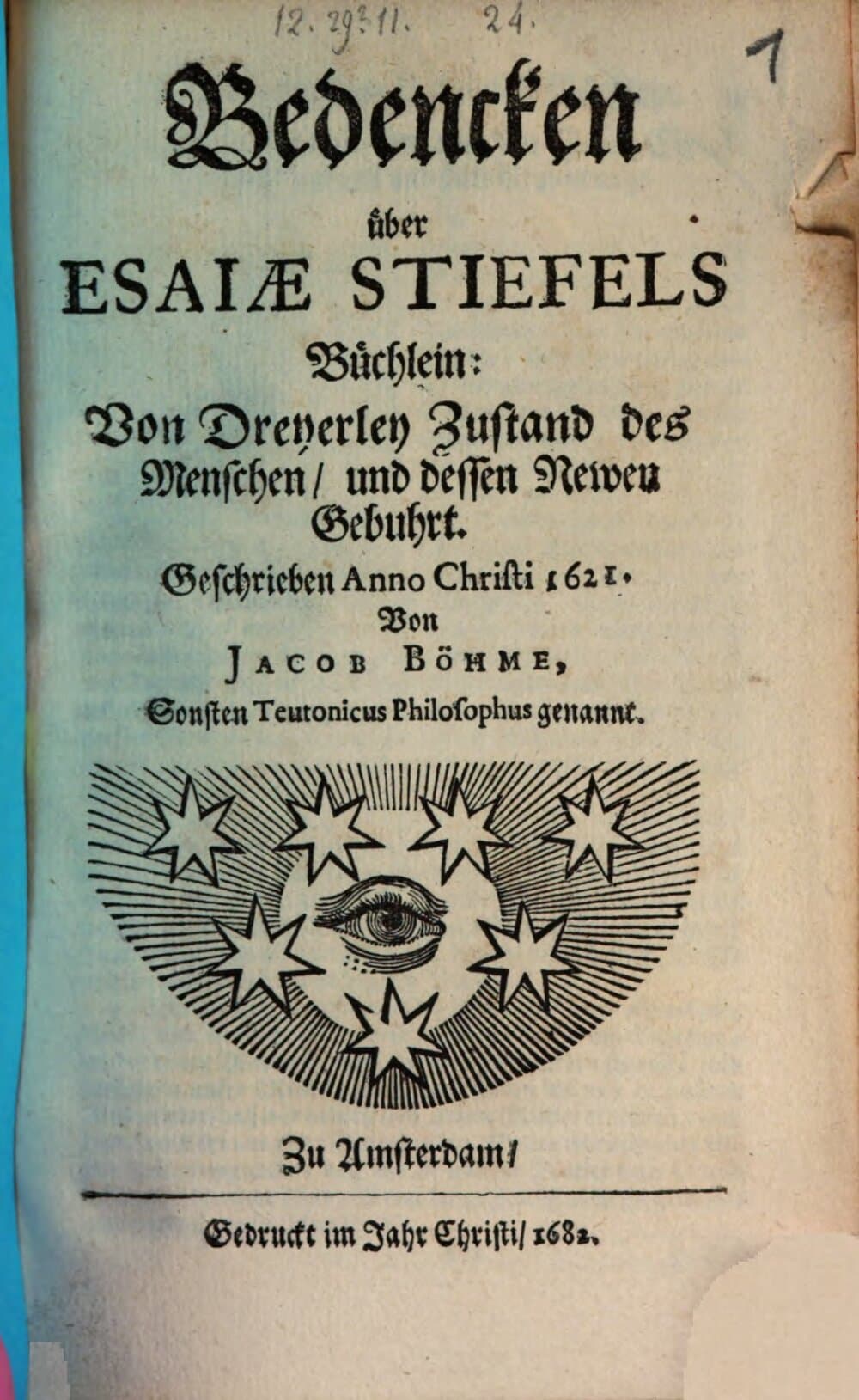 Bedencken über Esaiae Stiefels Büchlein: Von Dreyerley Zustand des Menschen, und dessen Newen Gebuhrt