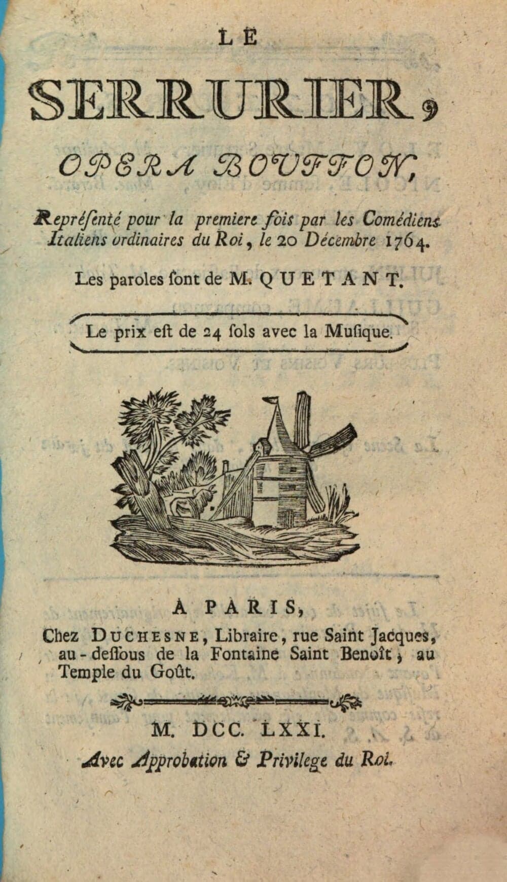 Le serrurier : Opera bouffon