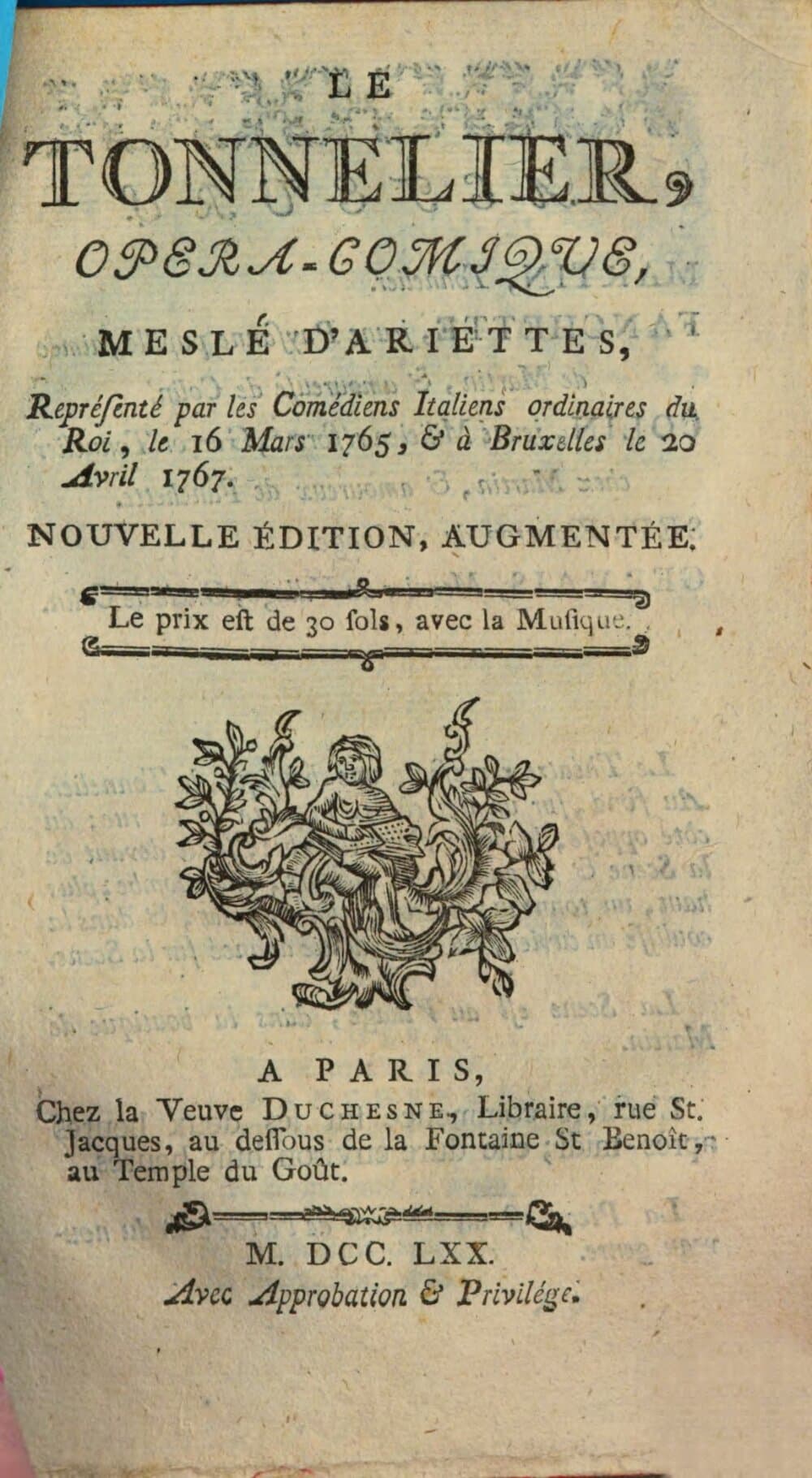 Le Tonnelier : Opéra Comique, Meslée D'Ariettes