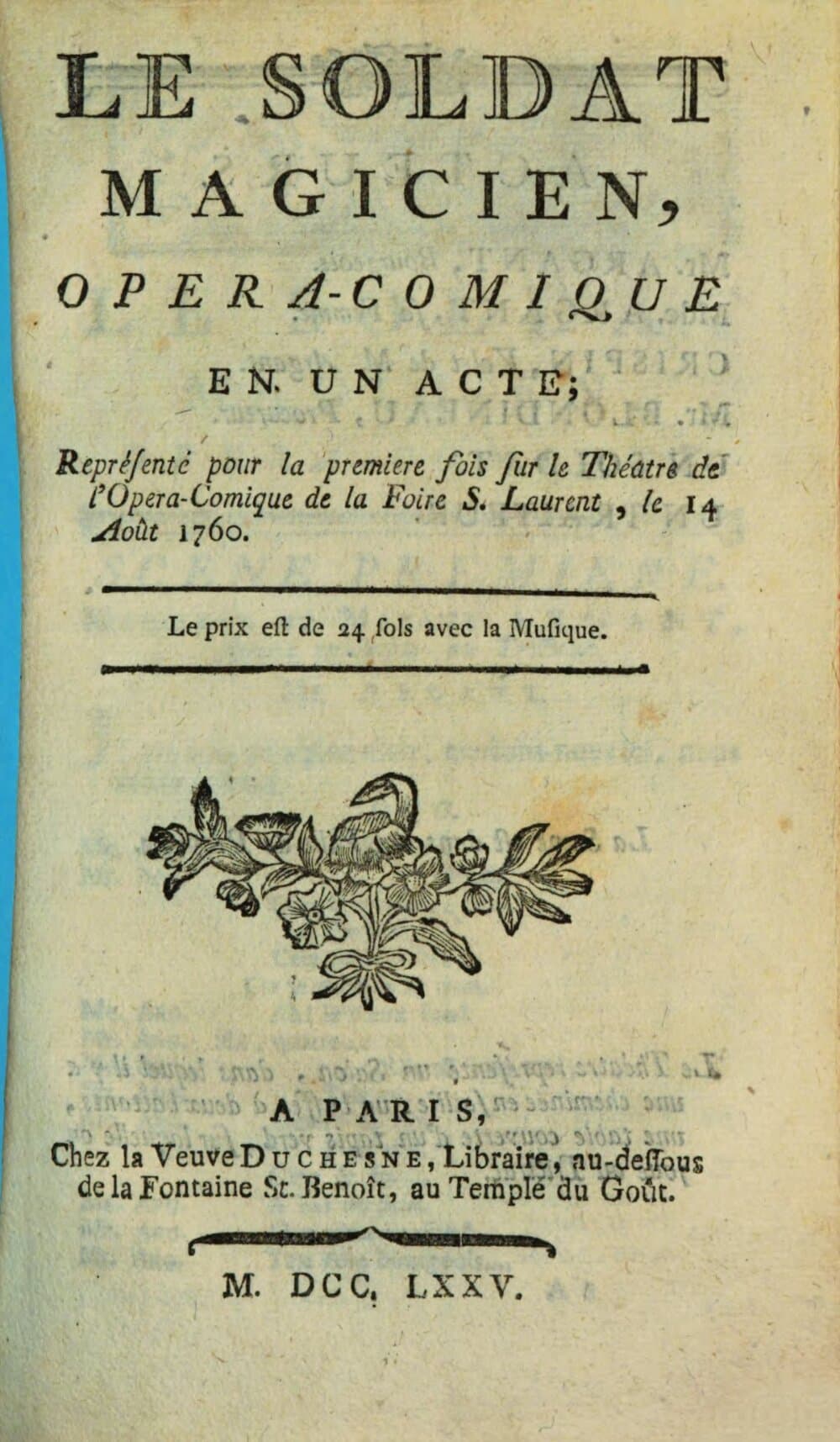 Le Soldat Magicien : Opera-Comique En Un Acte