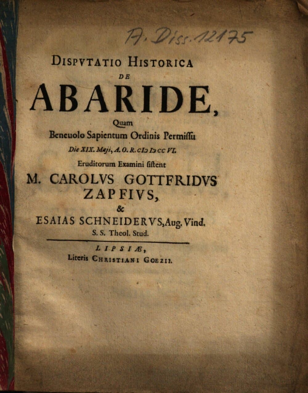 Dispvtatio Historica De Abaride