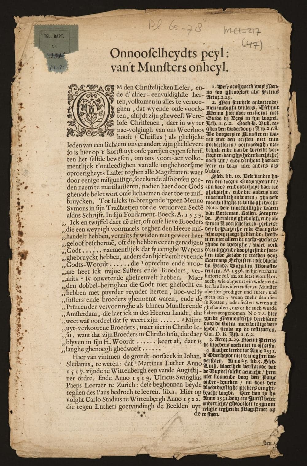 Onnooselheydts peyl: van't Munsters onheyl.