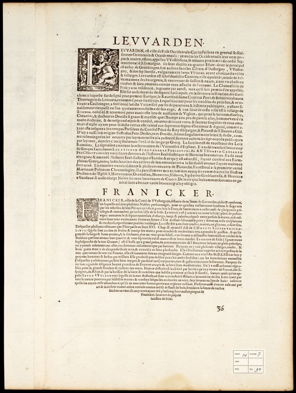 Lewardum occidentalis Frisiae opp. 1580.