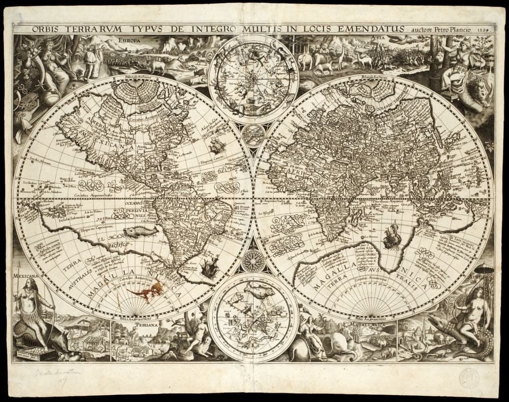 Orbis terrarum typus de integro multis in locis emendatus, auctore Petro Plancio ; Ioannes a Duetecum iunior fecit
