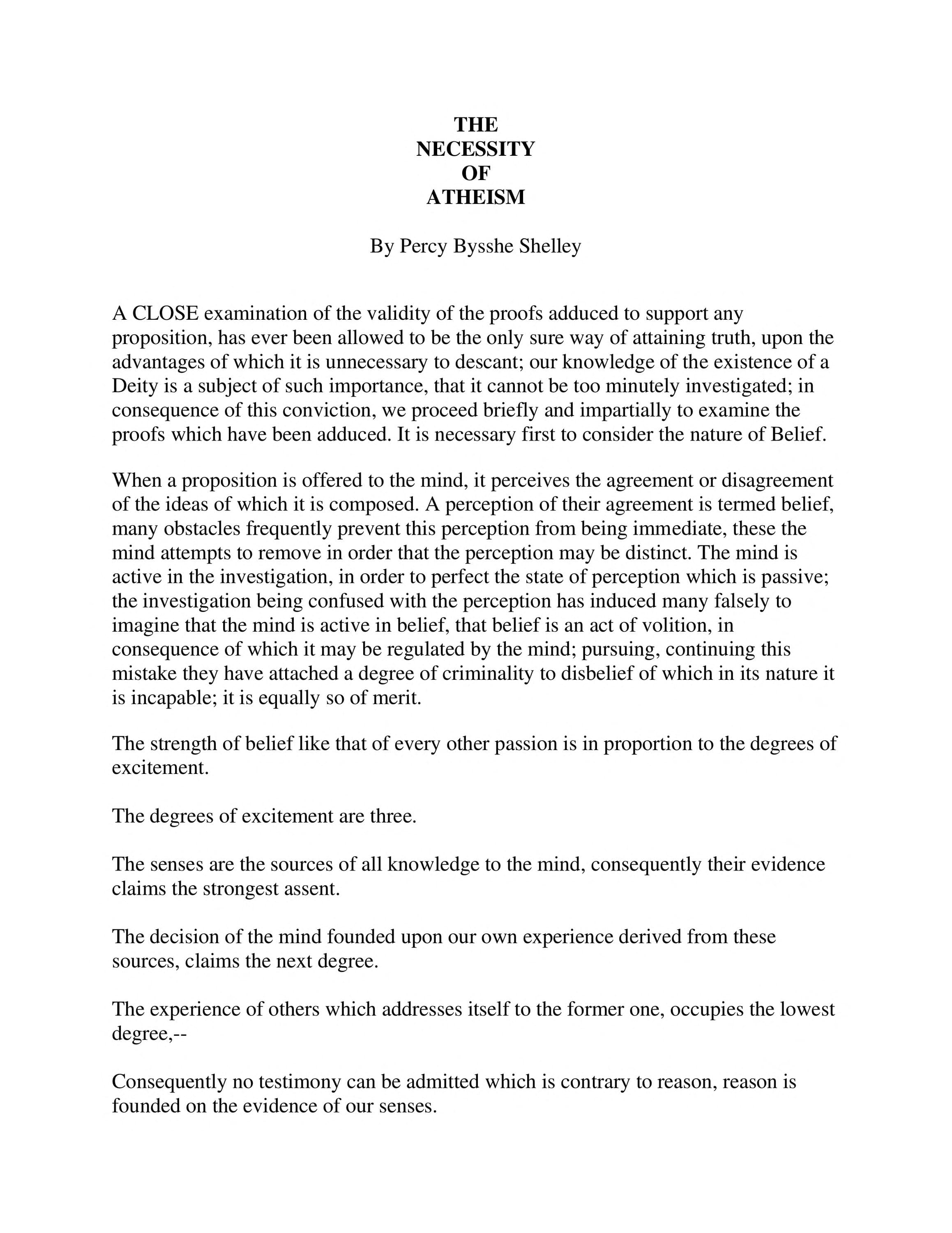 The Necessity of Atheism