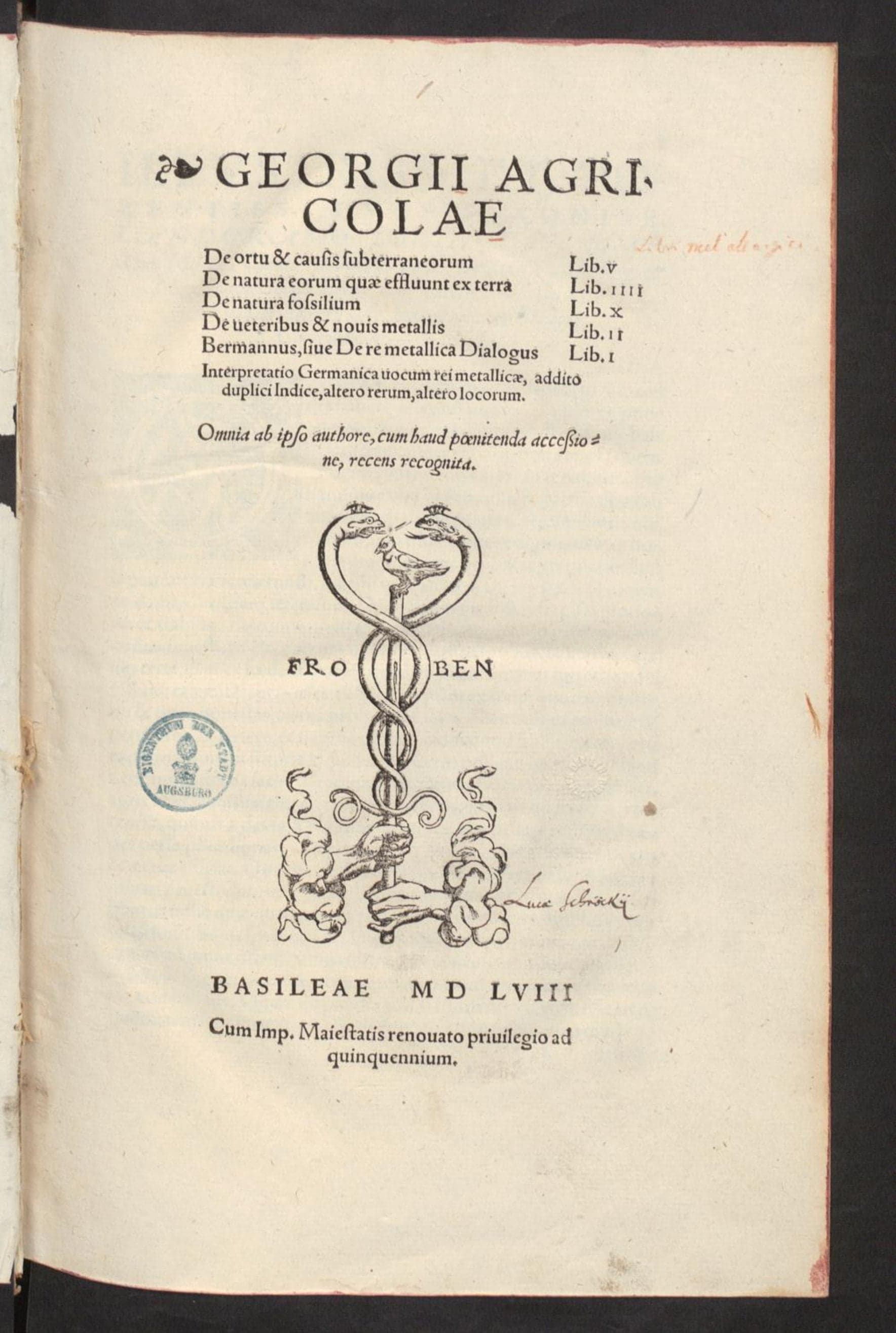De ortu et causis, subterraneorum lib. V