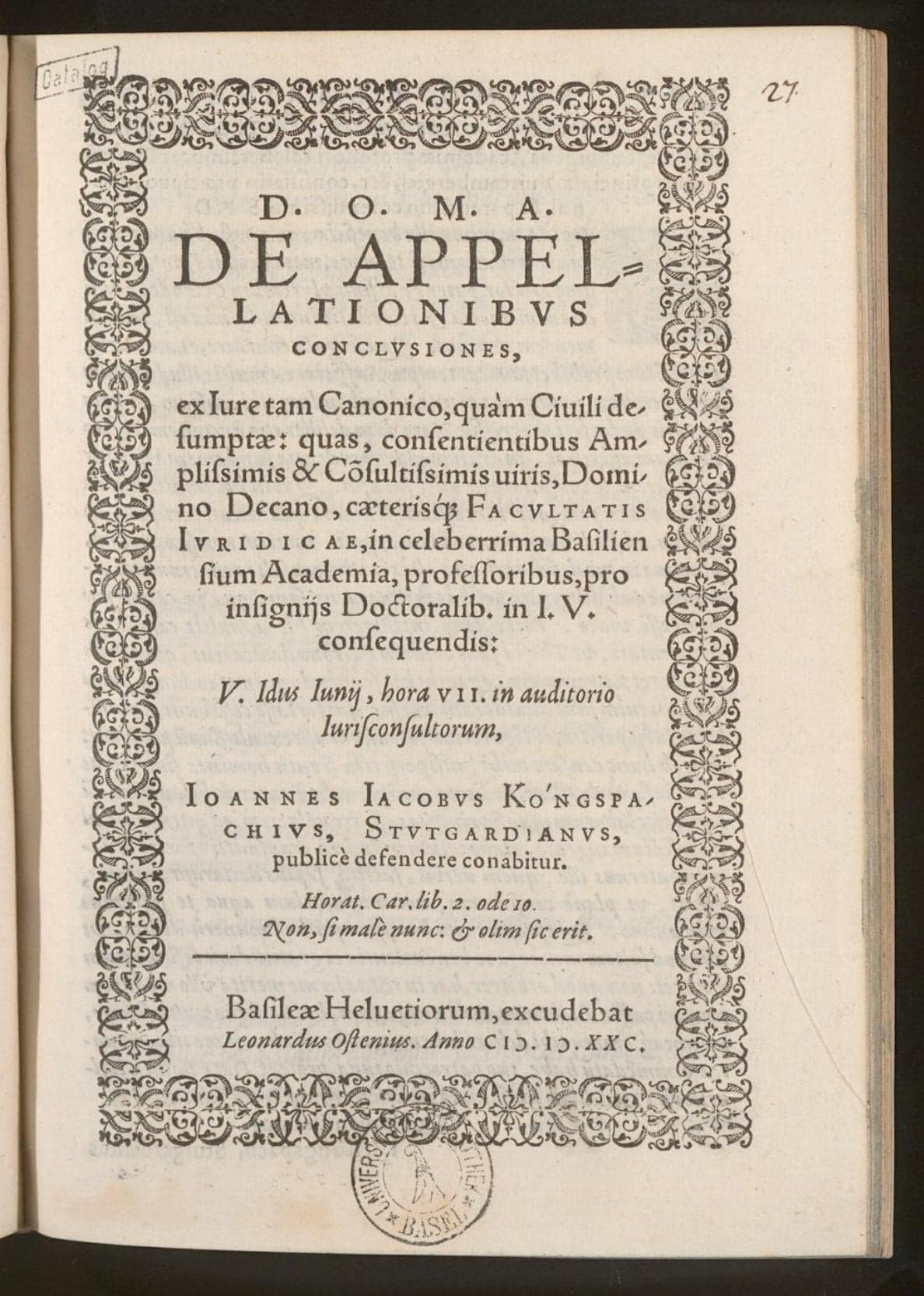 De appellationibus conclusiones ex iure tam canonico, quam civili desumptae