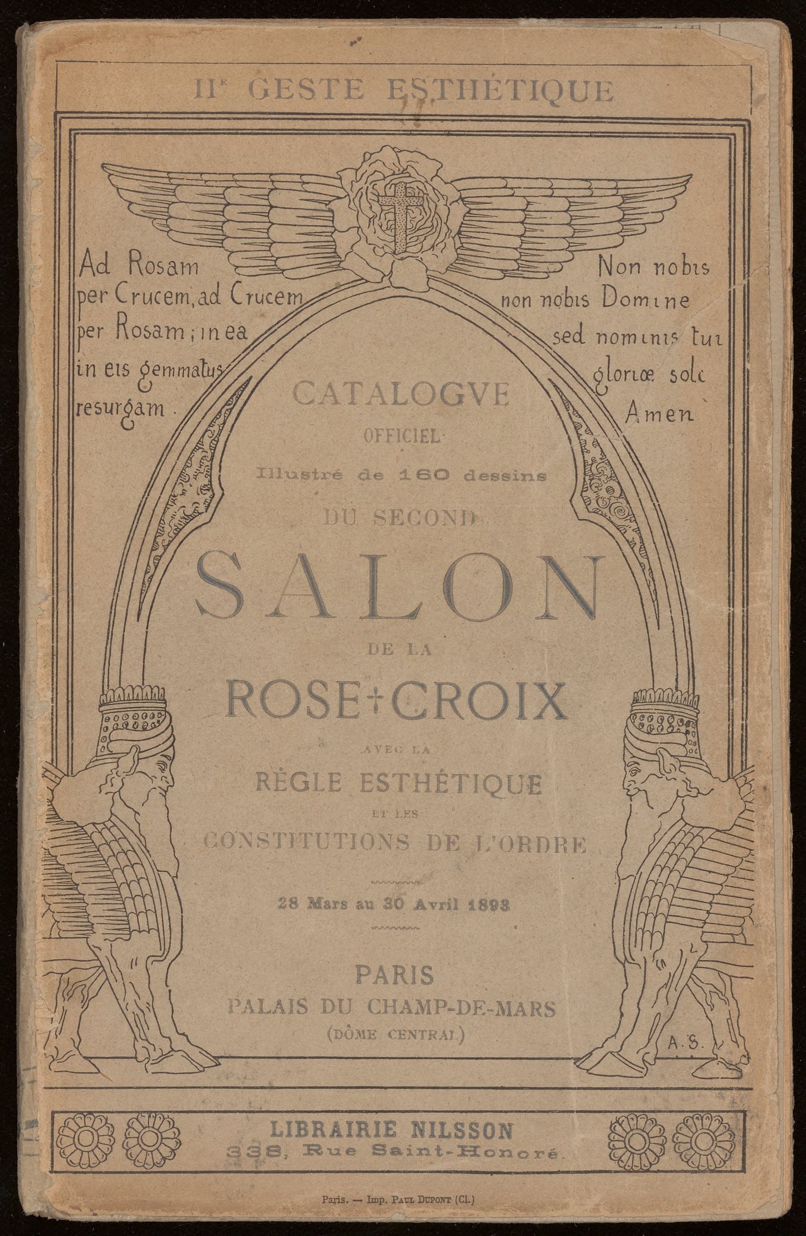 IIe geste esthétique. Catalogue officiel illustré de 160 dessins du second Salon de la Rose + Croix avec la règle esthétique et les constitutions de l'ordre. 28 Mars au 30 Avril 1893