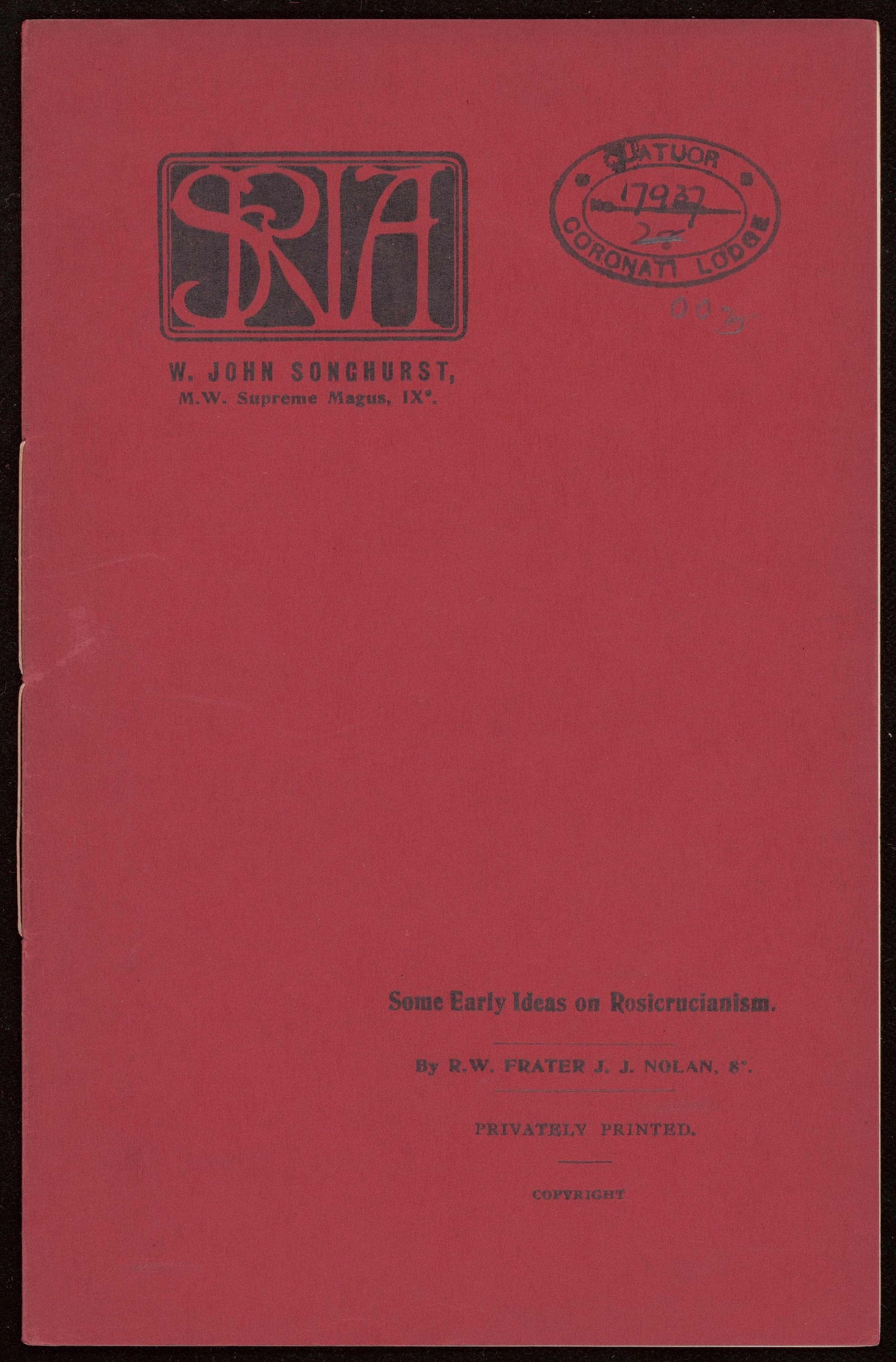 Some early ideas on Rosicrucianism