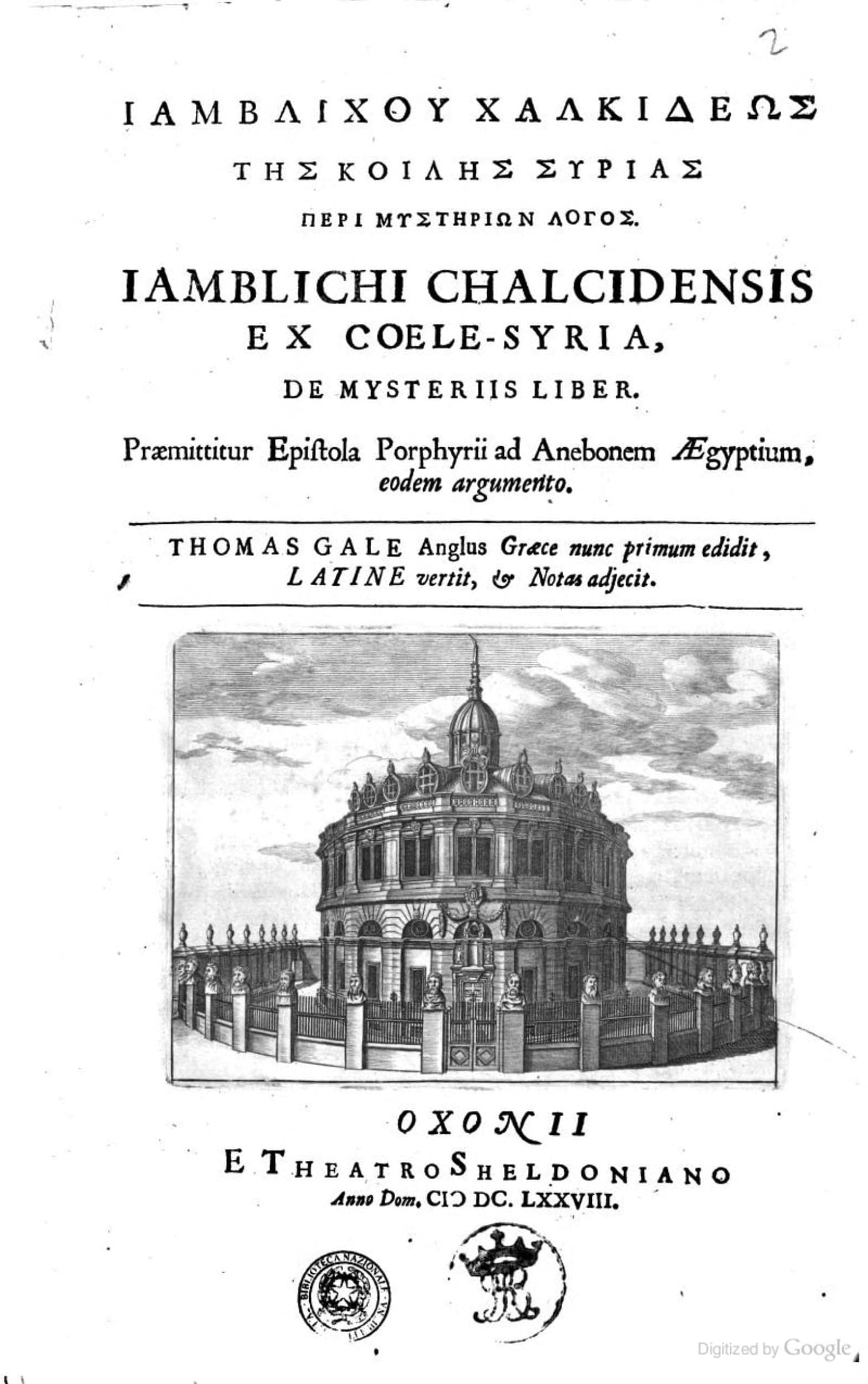 De Mysteriis liber (editio princeps Graeca)