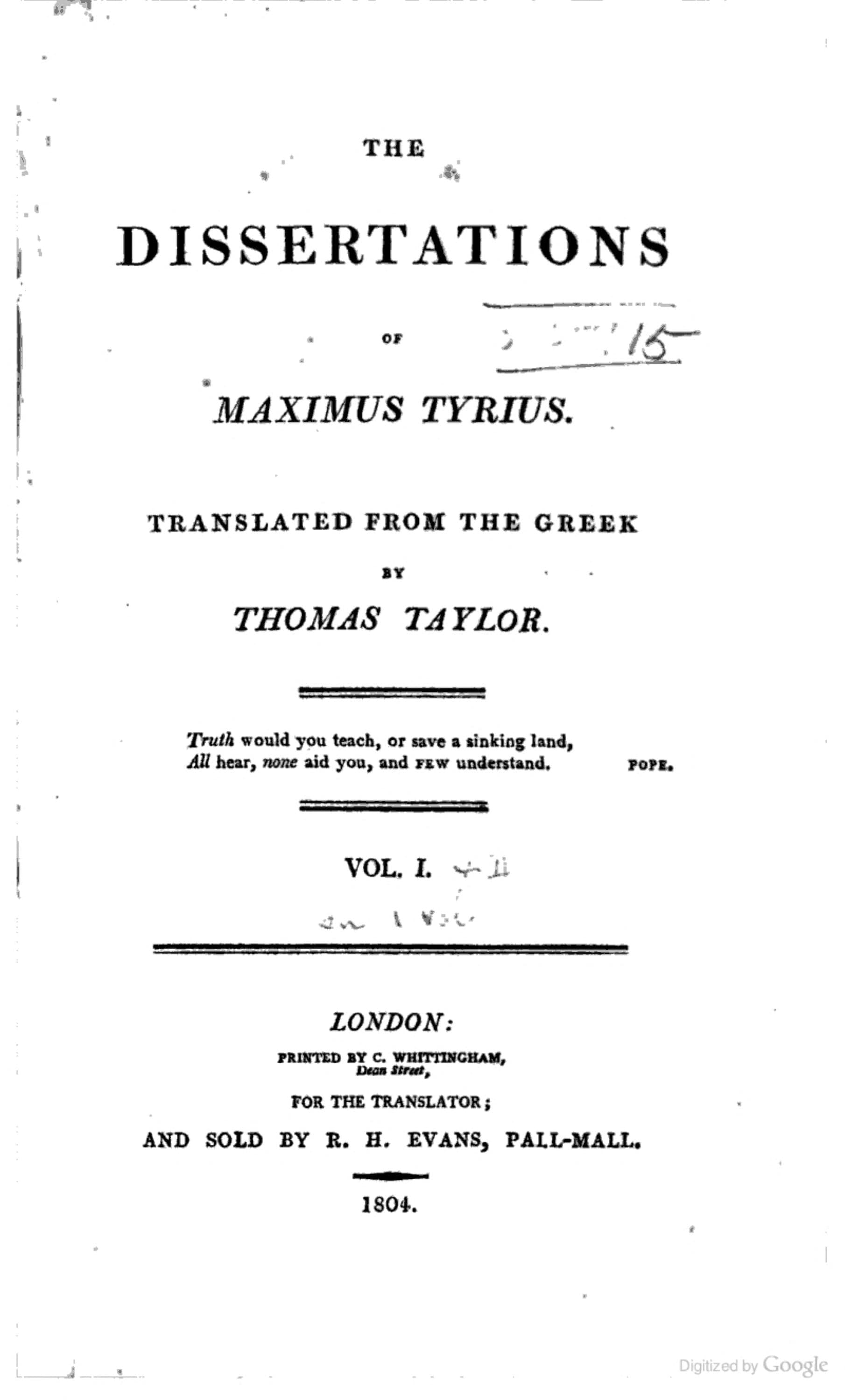 The Dissertations of Maximus Tyrius