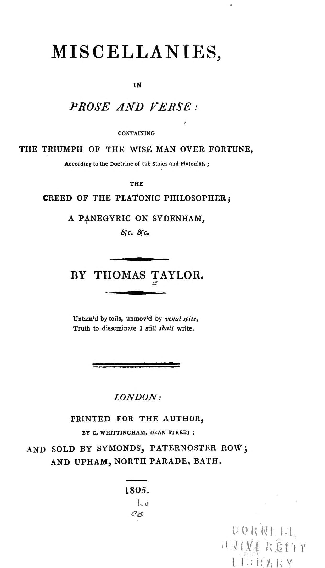 Miscellanies in Prose and Verse