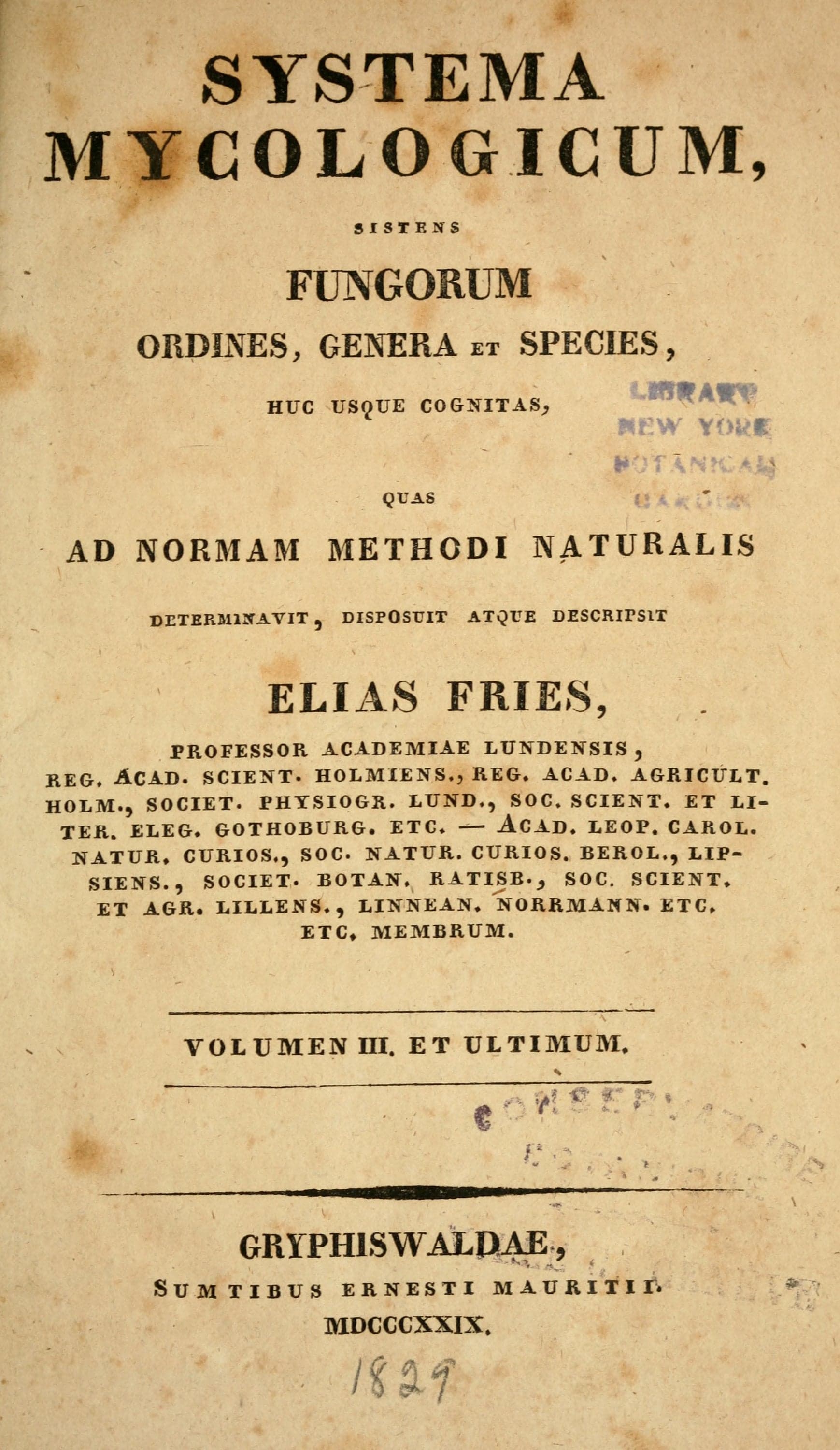 Systema Mycologicum, Vol 3