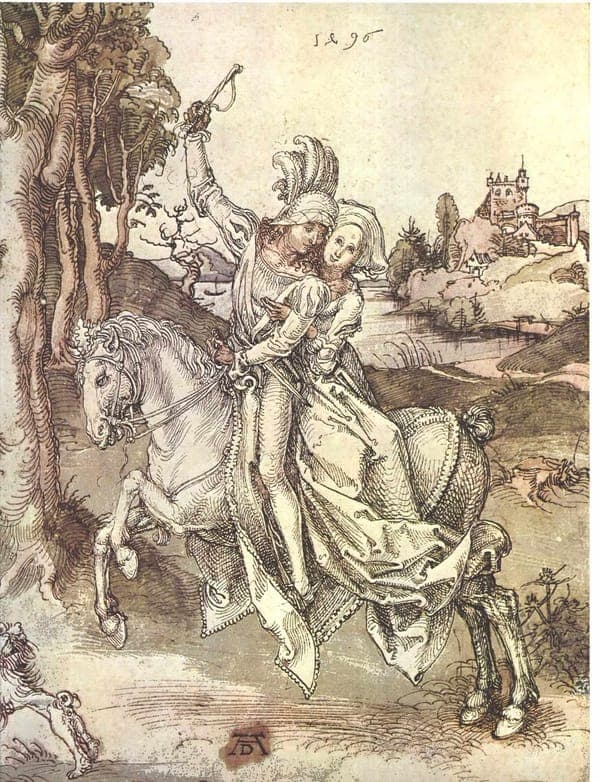 Junges Paar zu Pferde