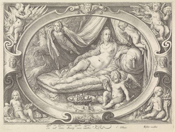 Venus rustend op een bed