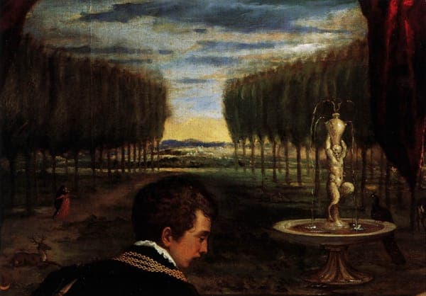 Venus and organist and little dog (detail)