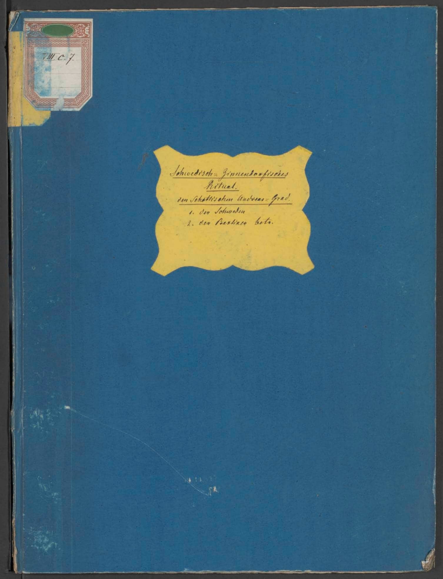 Schwedisch-Zinnendorfisches Ritual : Verzeichniss d. versch. Capitel in den Acten der schottischen St. Andreasloge, ächt schwedischen Systems; aus den neuen Heften, welche die Gesetze u. Verordnungen in Betr. der St. Andreas Grade enthalten, im Archiv d. Schottischen Logen in Berlin, Seite 123-131