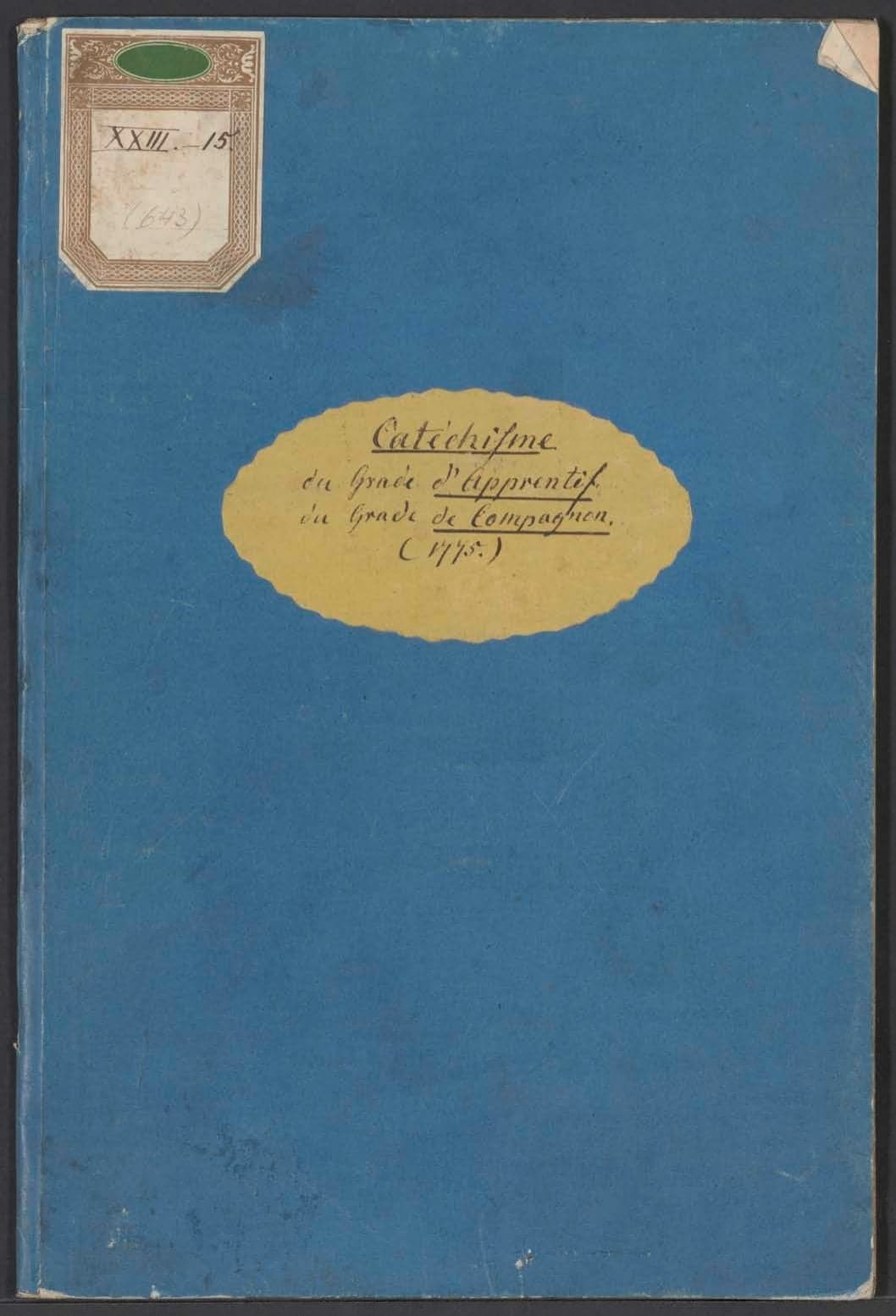 Catechisme du grade d'Apprentif. Catéchisme du grade de Compagnon