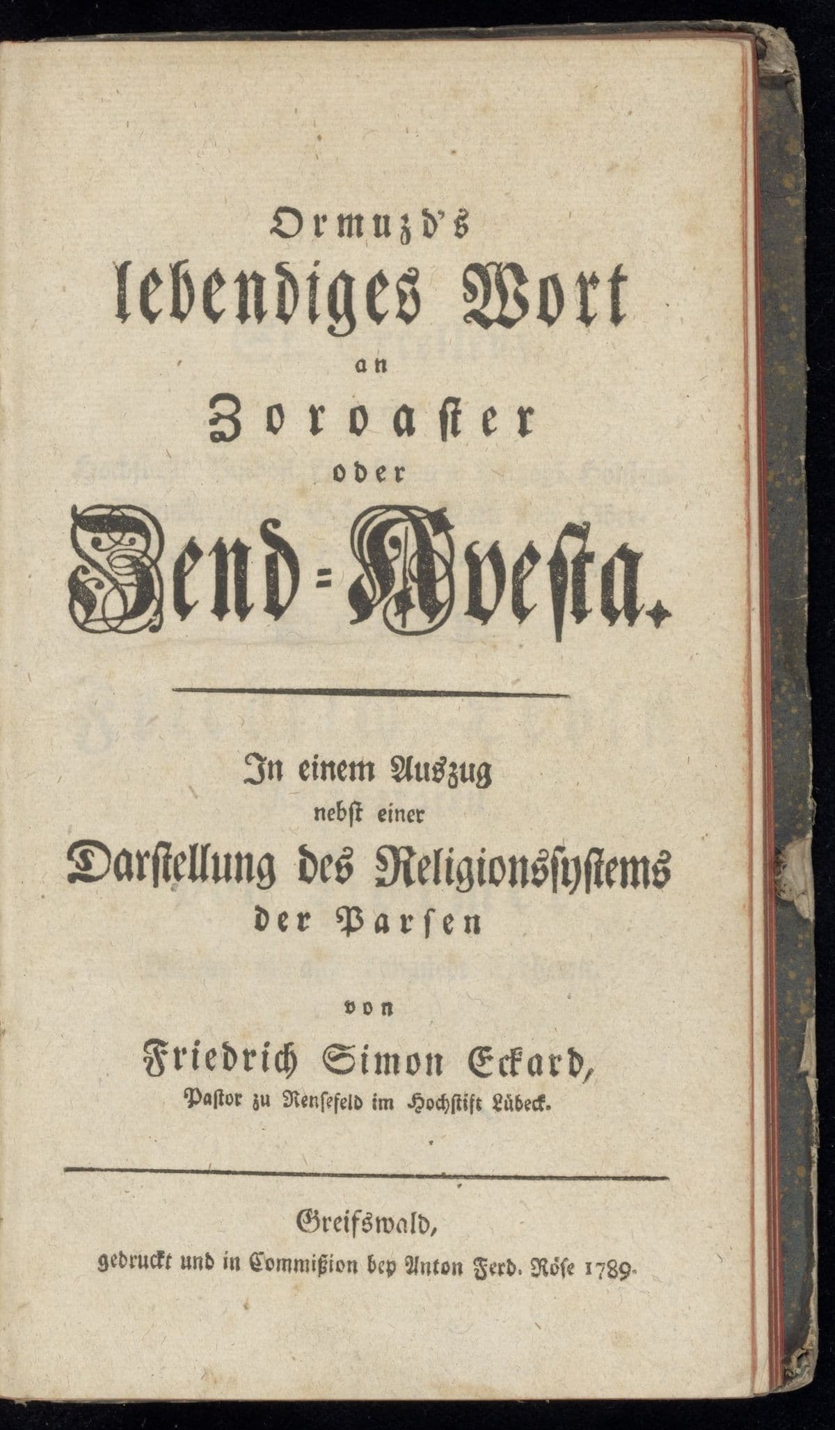 Ormuzd's Living Word to Zoroaster