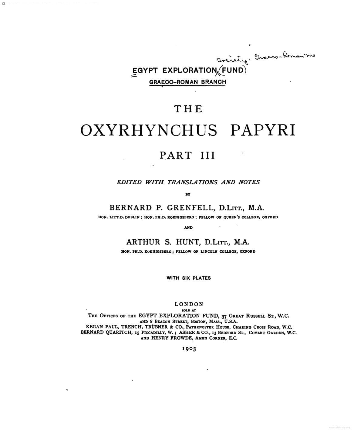 Graeco-Roman Memoirs