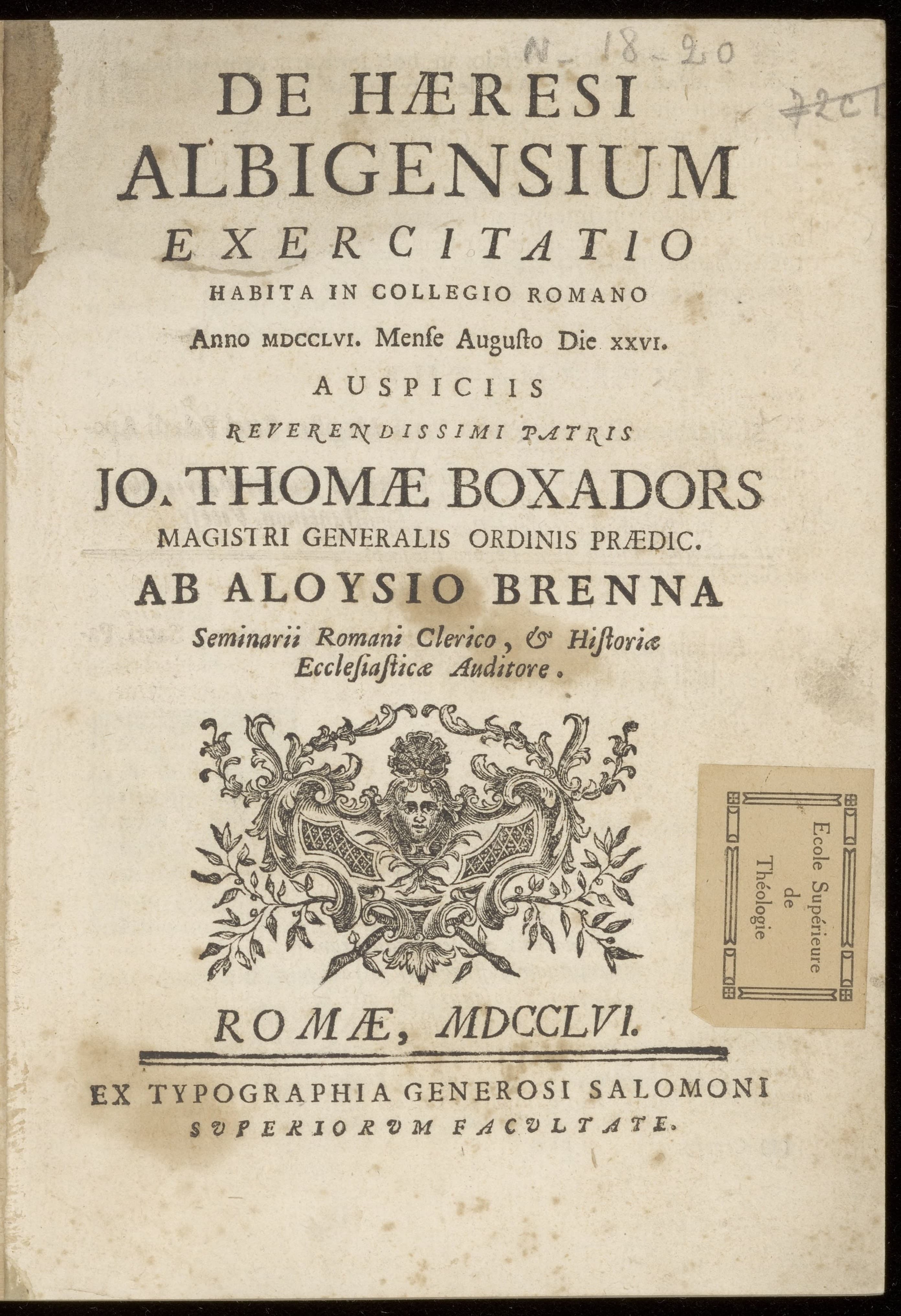 De haeresi Albigensium exercitatio