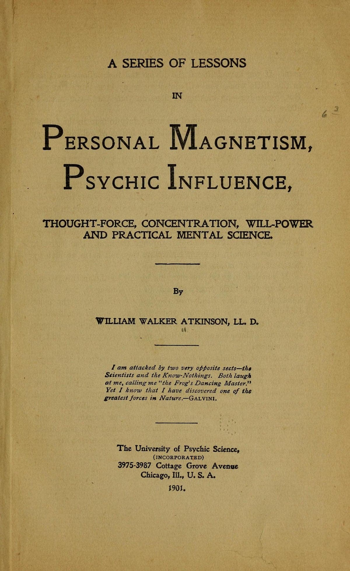 A Series of Lessons in Personal Magnetism