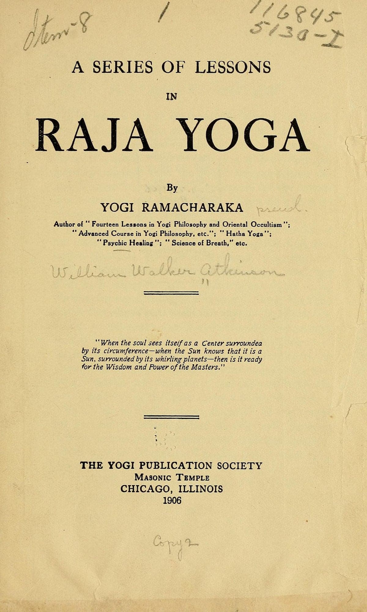 A Series of Lessons in Raja Yoga