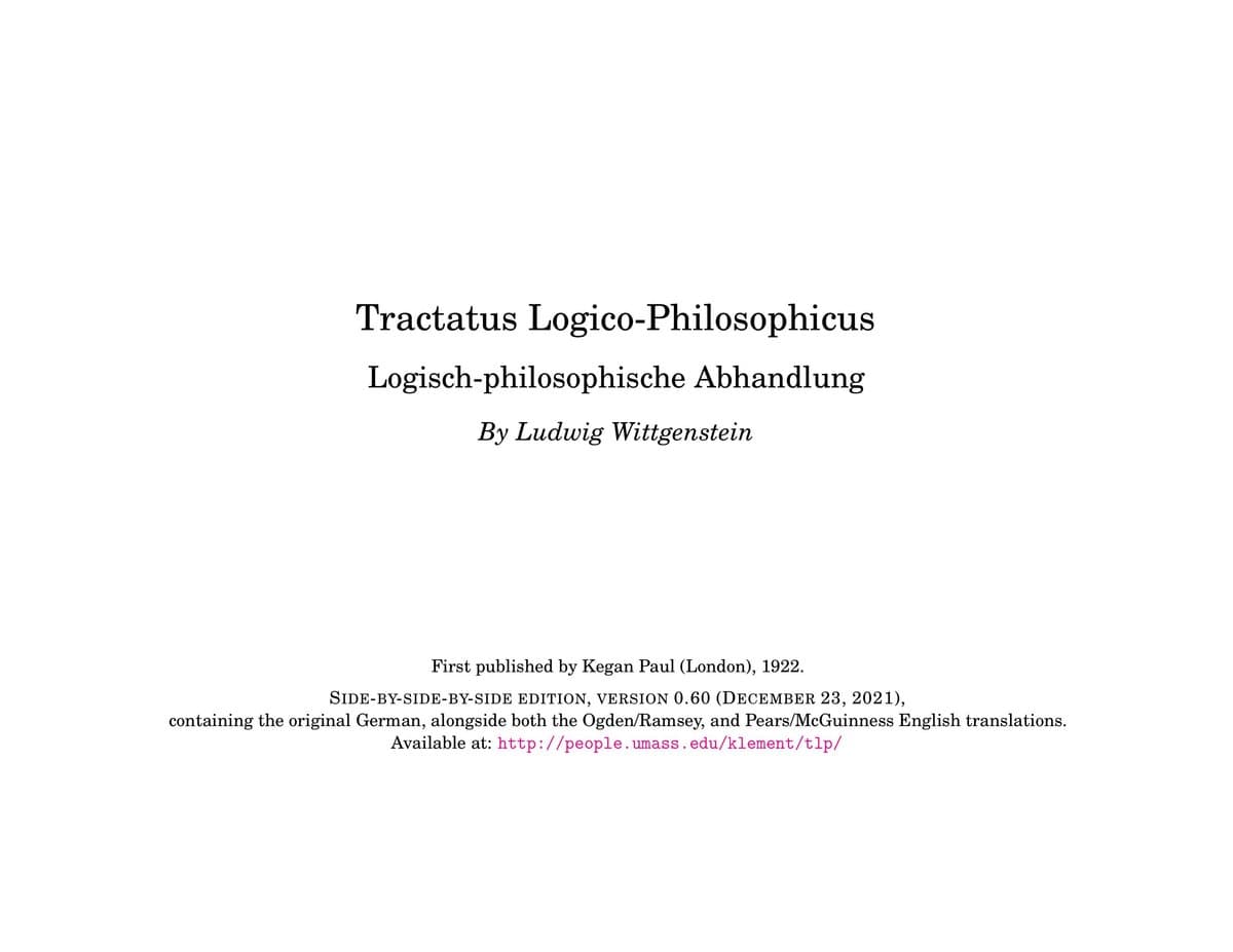 Tractatus Logico-Philosophicus