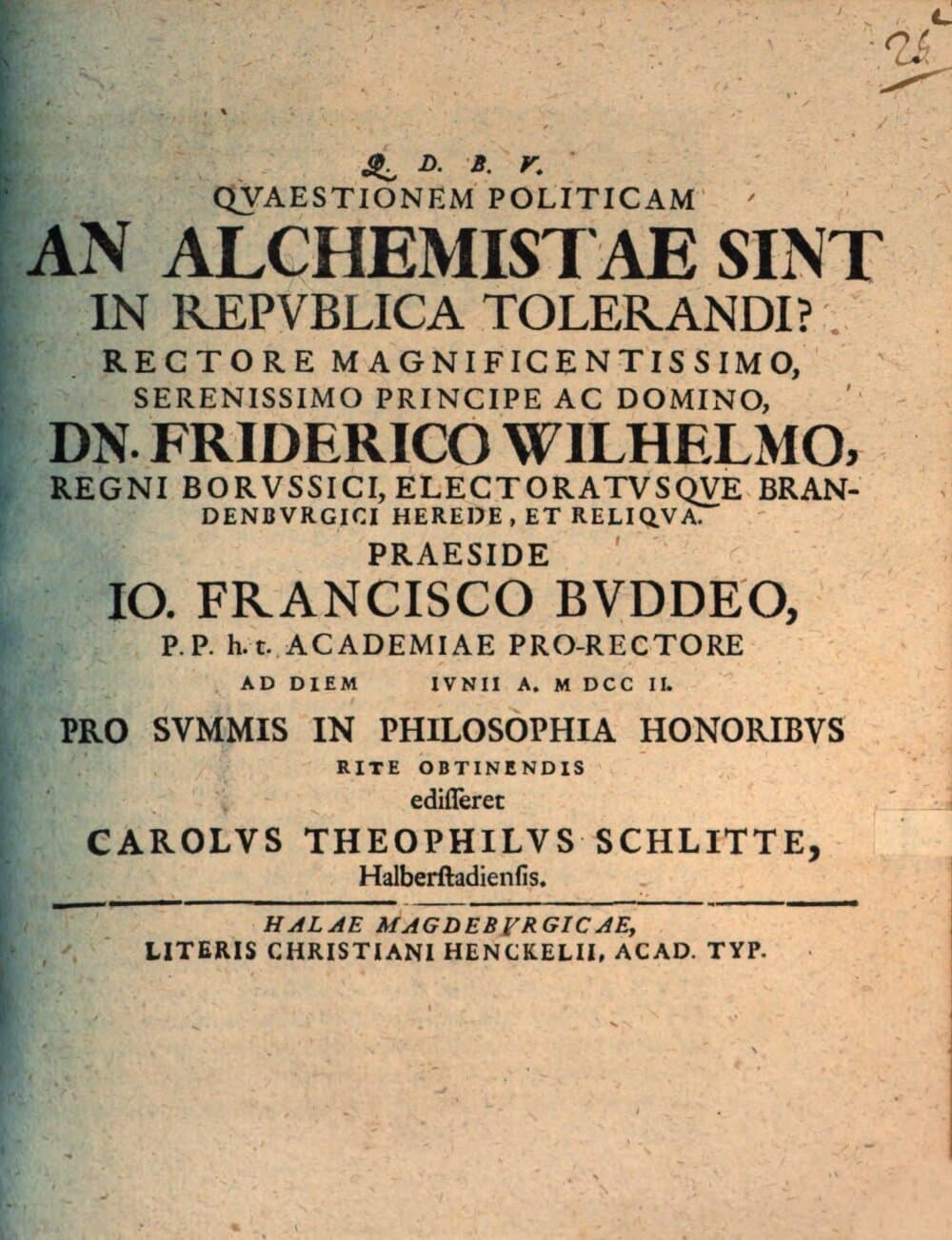 A Political Question: Should Alchemists be Tolerated in the State?