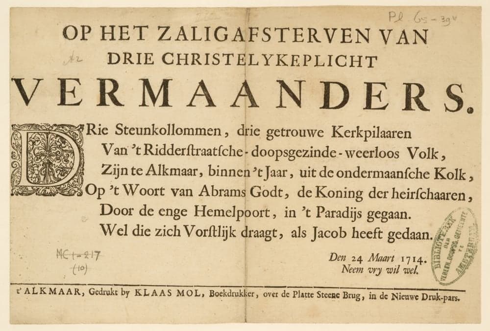 
              Op het zalig afsterven van drie christelyke plicht Vermaanders.
            